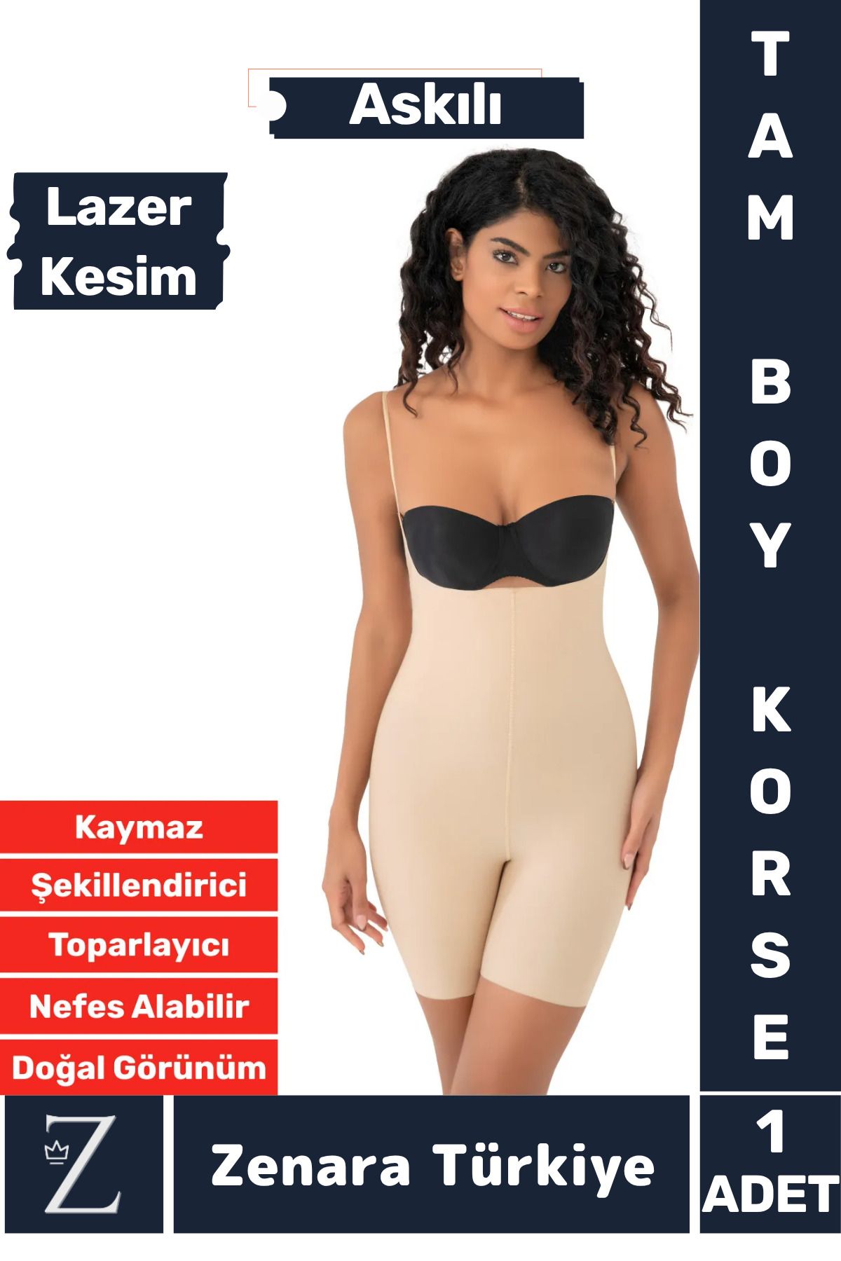 Zenara İz İç Göstermez Kaymaz Sıkılaştıran Şekillendiren Toparlayan LAZER KESİM Askılı Tam Boy Korse