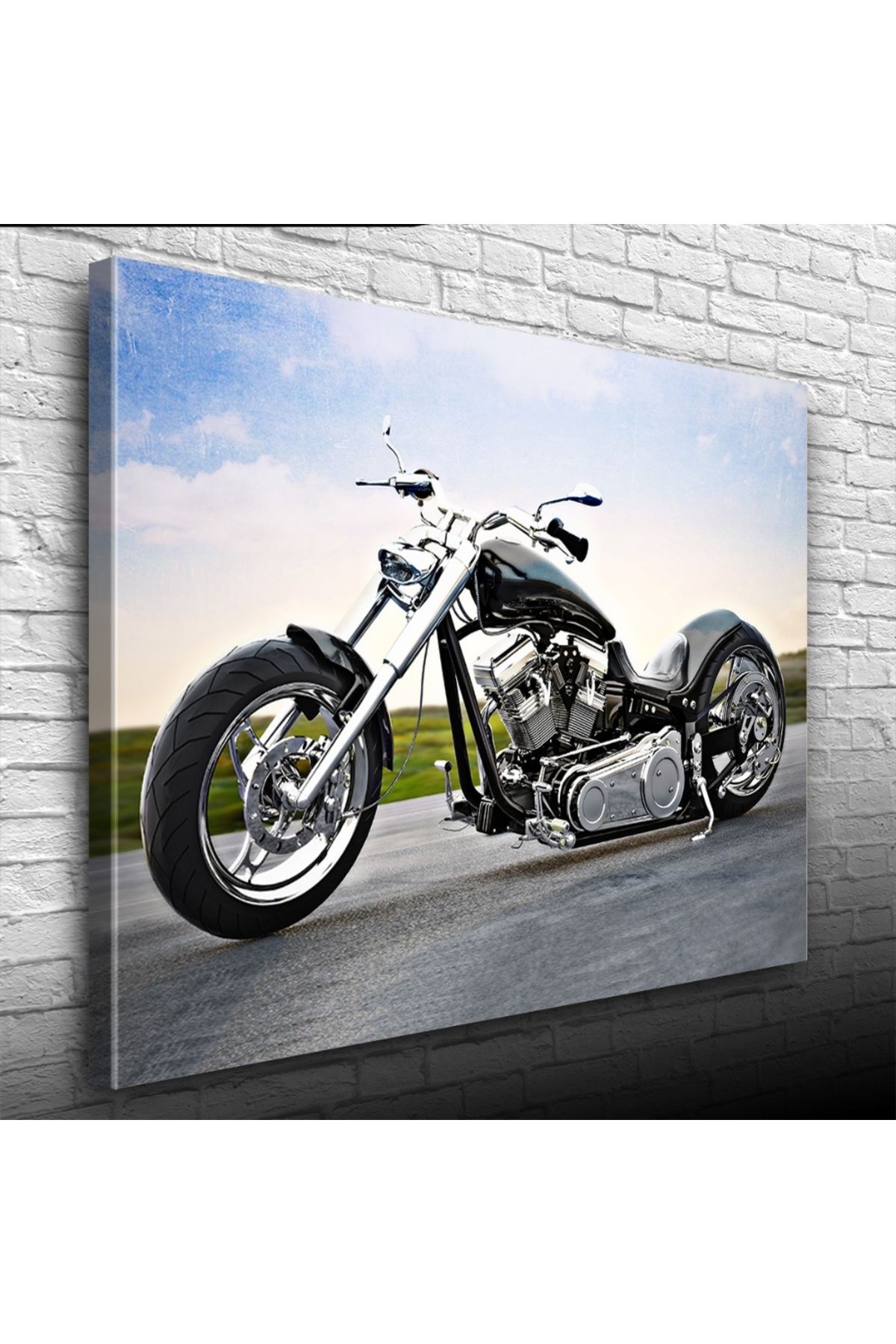Kanonik Education Chopper Siyah Motosiklet Kanvas Tablo 50 x 70