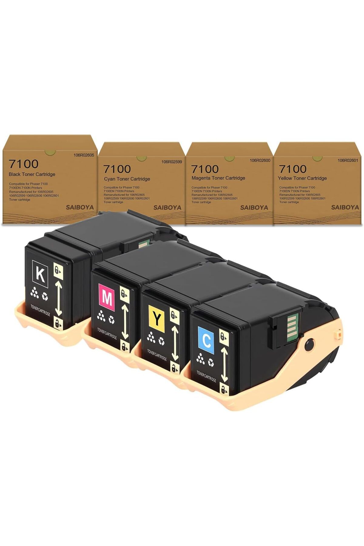 Xerox Phaser Xerox 7100 7100DN 7100N Printer Toner (Black Cyan Magenta Yellow,4 Pack)
