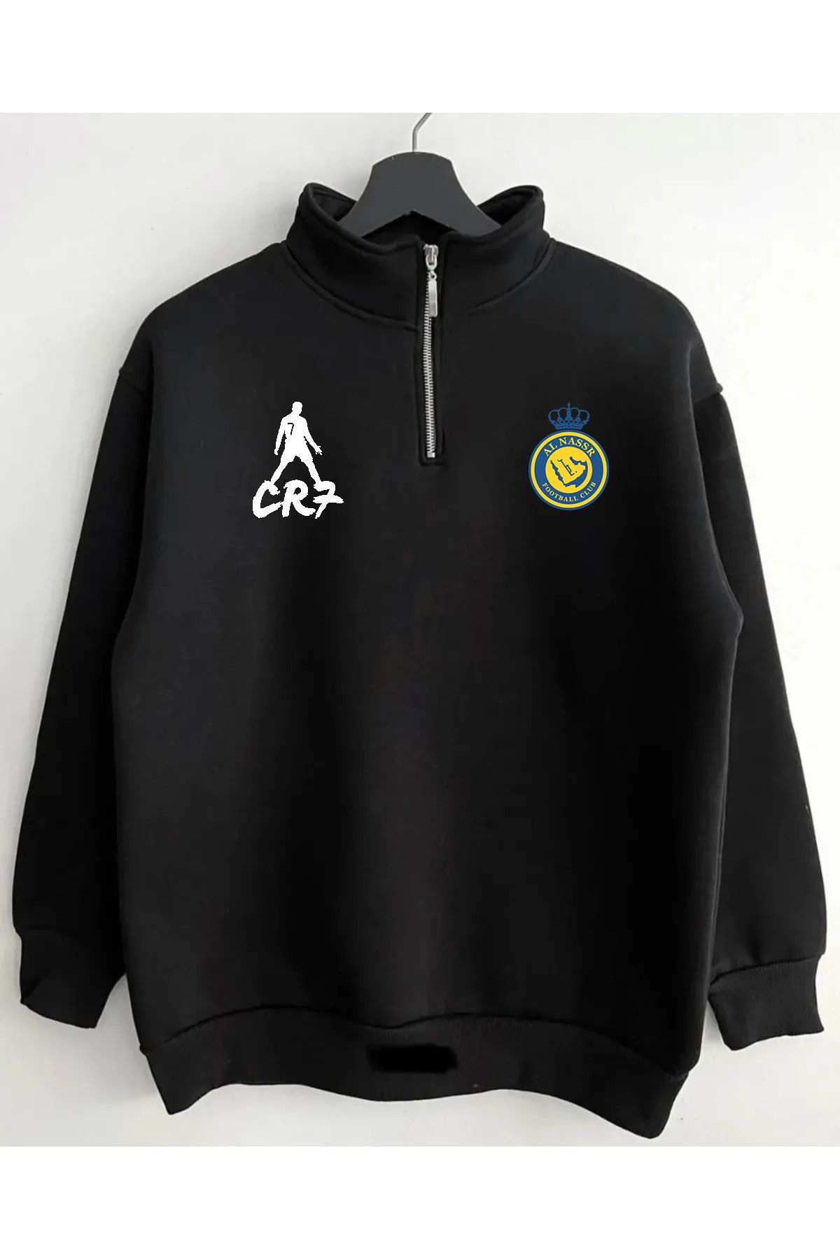 Pisa Art AL NASSR X CR 7 SİU GOL SEVİNCİ ÖZEL TASARIM YARIM FERMUARLI SWEATSHIRT