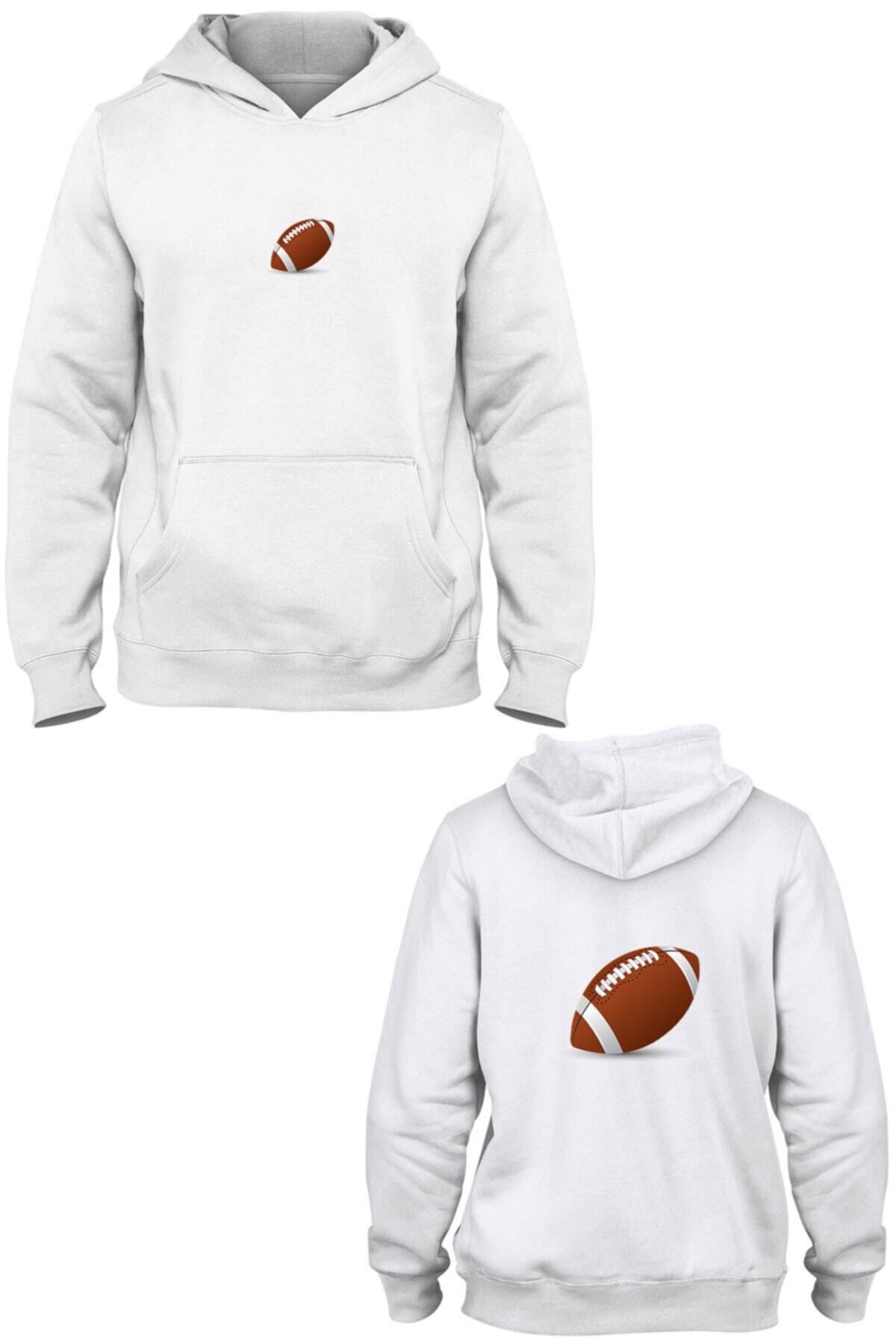 Pisa Art Amerikan Futbolu Topu Ön Arka Baskılı Kanguru Cepli Kapşonlu Sweatshirt Bll1207