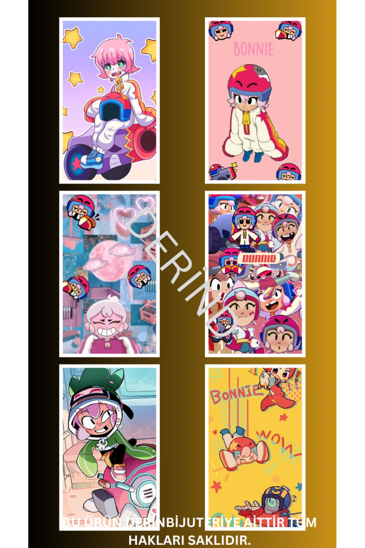 DERİND Brawls Stars Bonnie Sticker Özel Üretim 8 adet 7.5 x 10cm