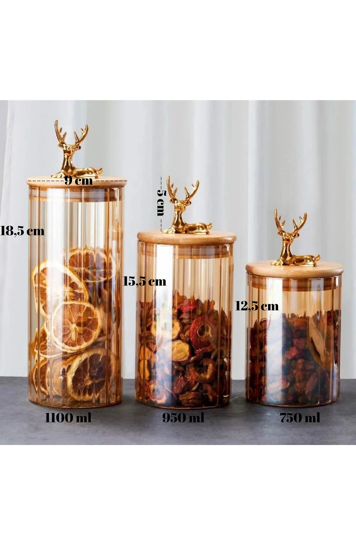 Grossberg Coffee Bambu Kapaklı Vakumlu Borosilikat 3'lü Set Cam Gold