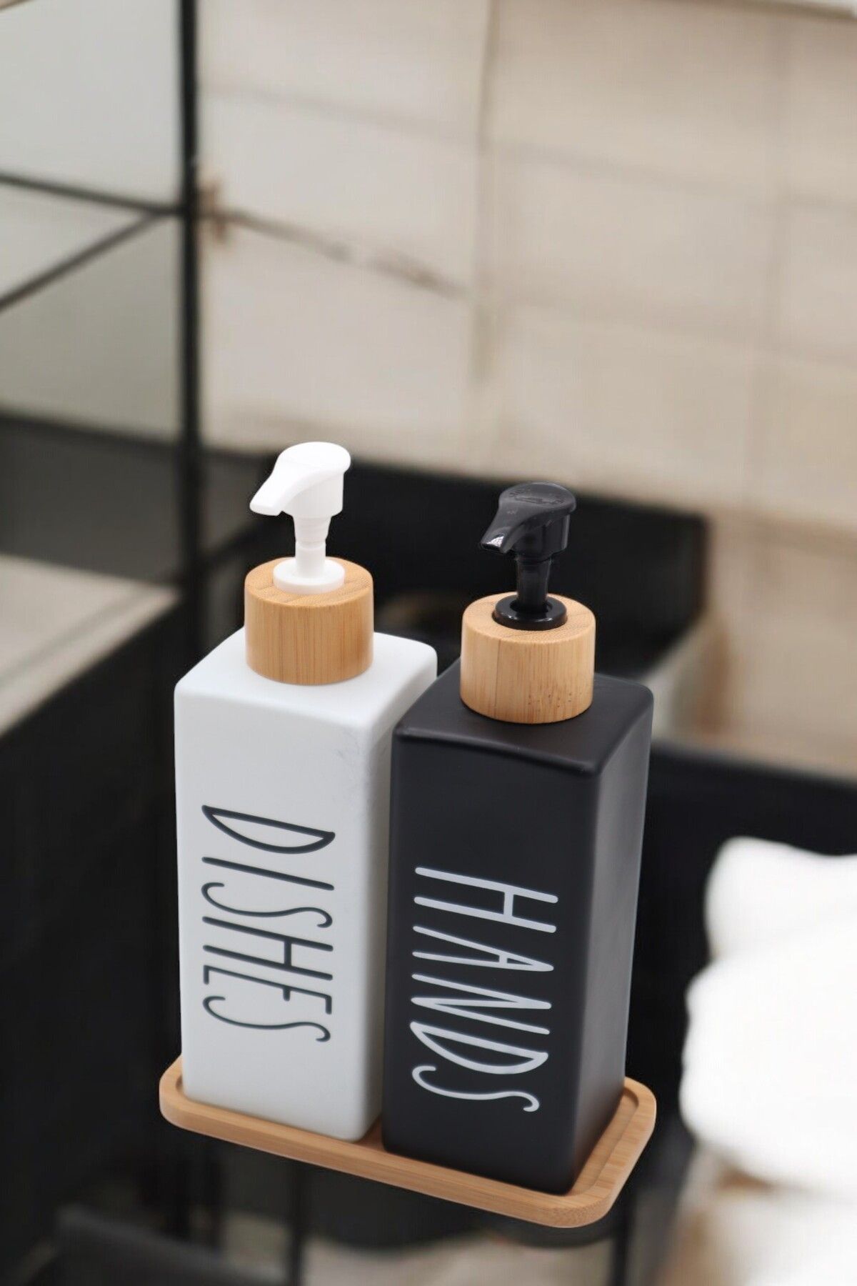 LUMİNA Premium Cam Sıvı Sabunluk Seti – 2’li | Bambu Altlıklı | 500 ml | Estetik & Fonksiyonel- 3 Parça