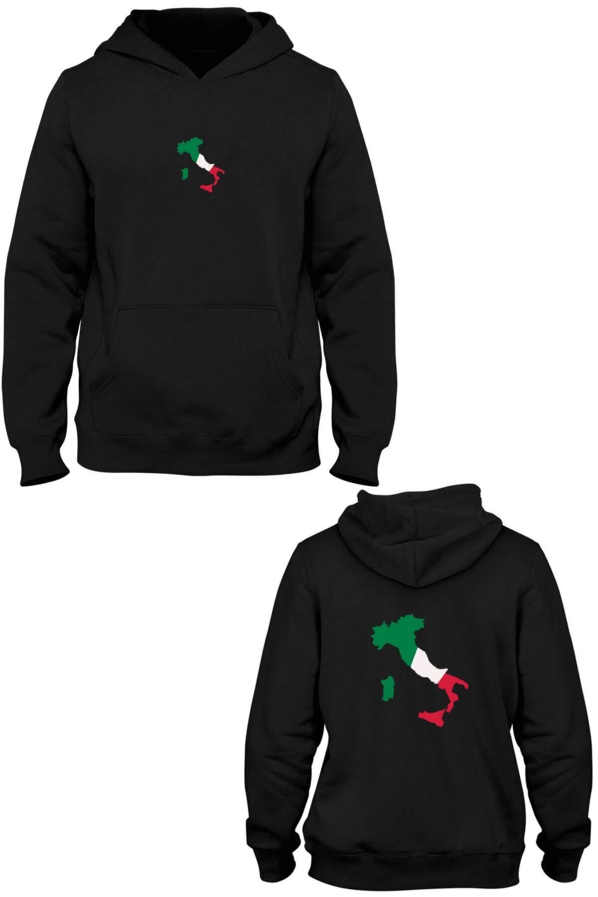 Pisa Art Italya Ön Arka Baskılı Kanguru Cepli Kapşonlu Sweatshirt Bll2145