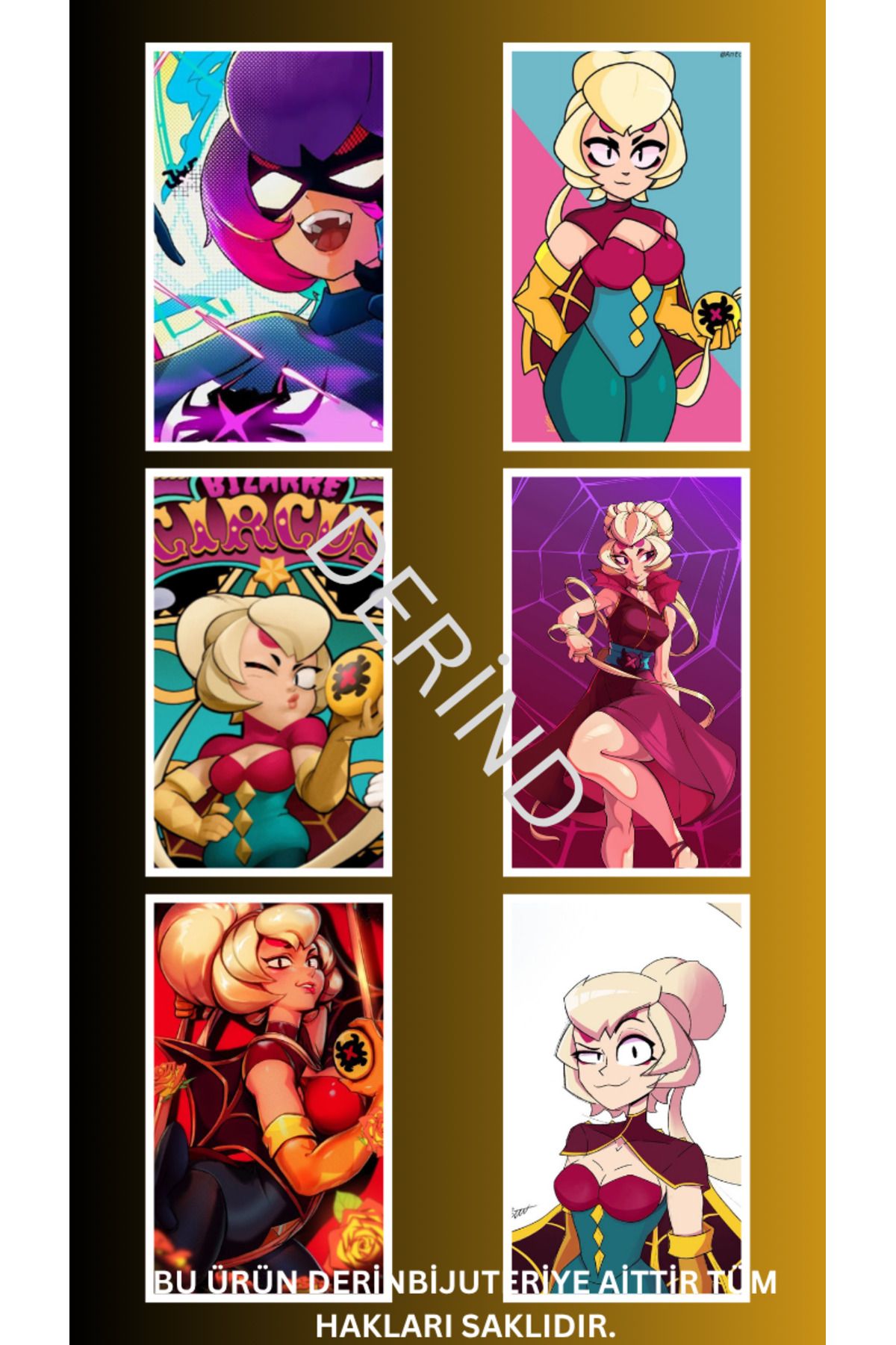 DERİND Brawl Stars Charlie Sticker Özel Üretim 8 adet 7.5 x 10cm
