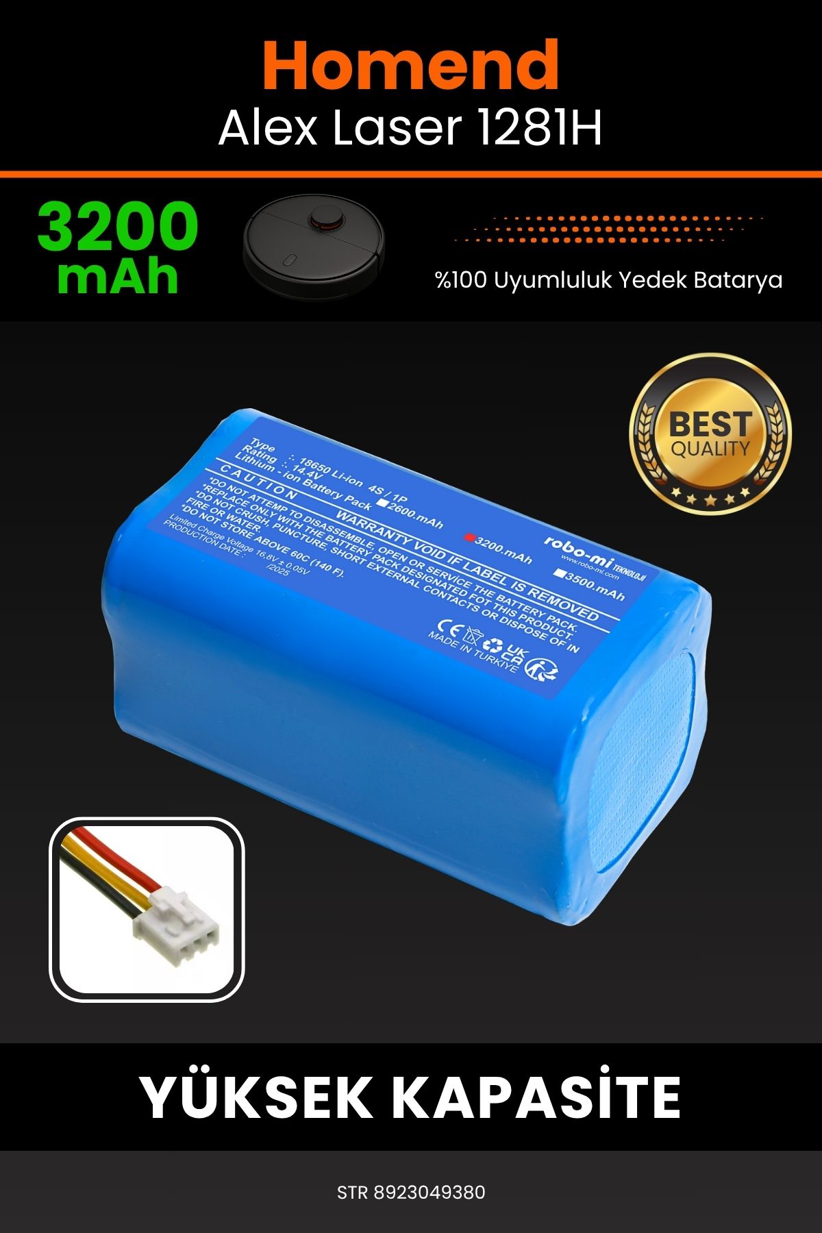 robo-mi Homend Alex Laser 1281H 3200mAh Robot Süpürge Bataryası - Koruma Katmanlı Batarya Teknolojisi