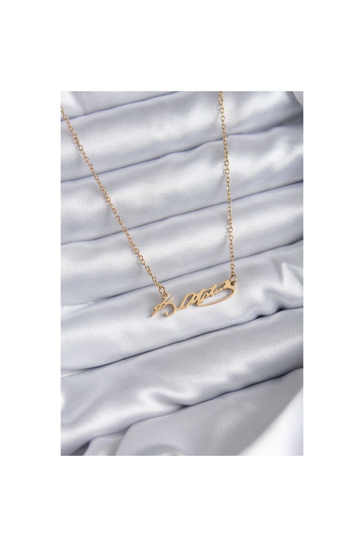 Marsilyan 316L Çelik Zincir Gold Renk Atatürk İmzası Model Kadın Kolye - TJ-BKO7842