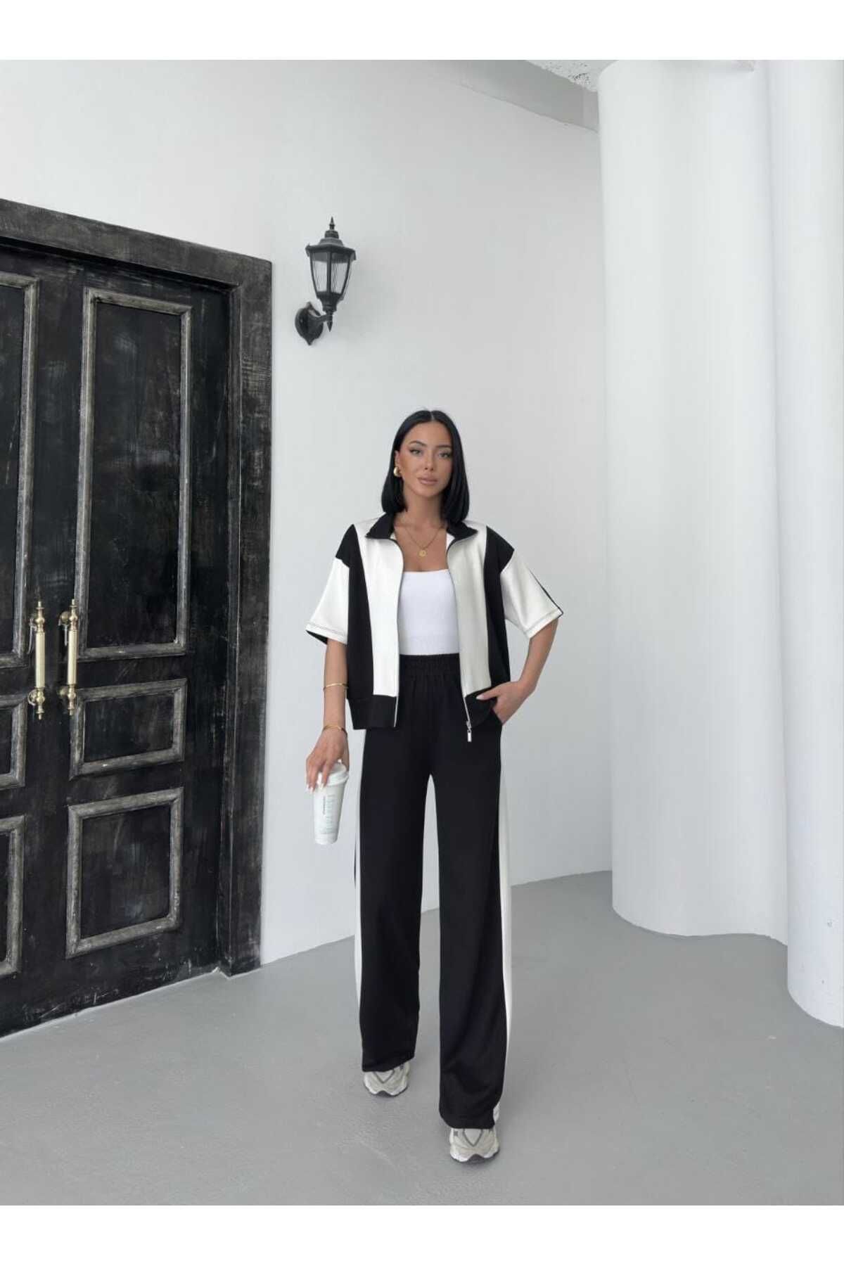 Butik Merrline Kadın Garnili Kısa Kol Modal Yeni Trend ikili takım