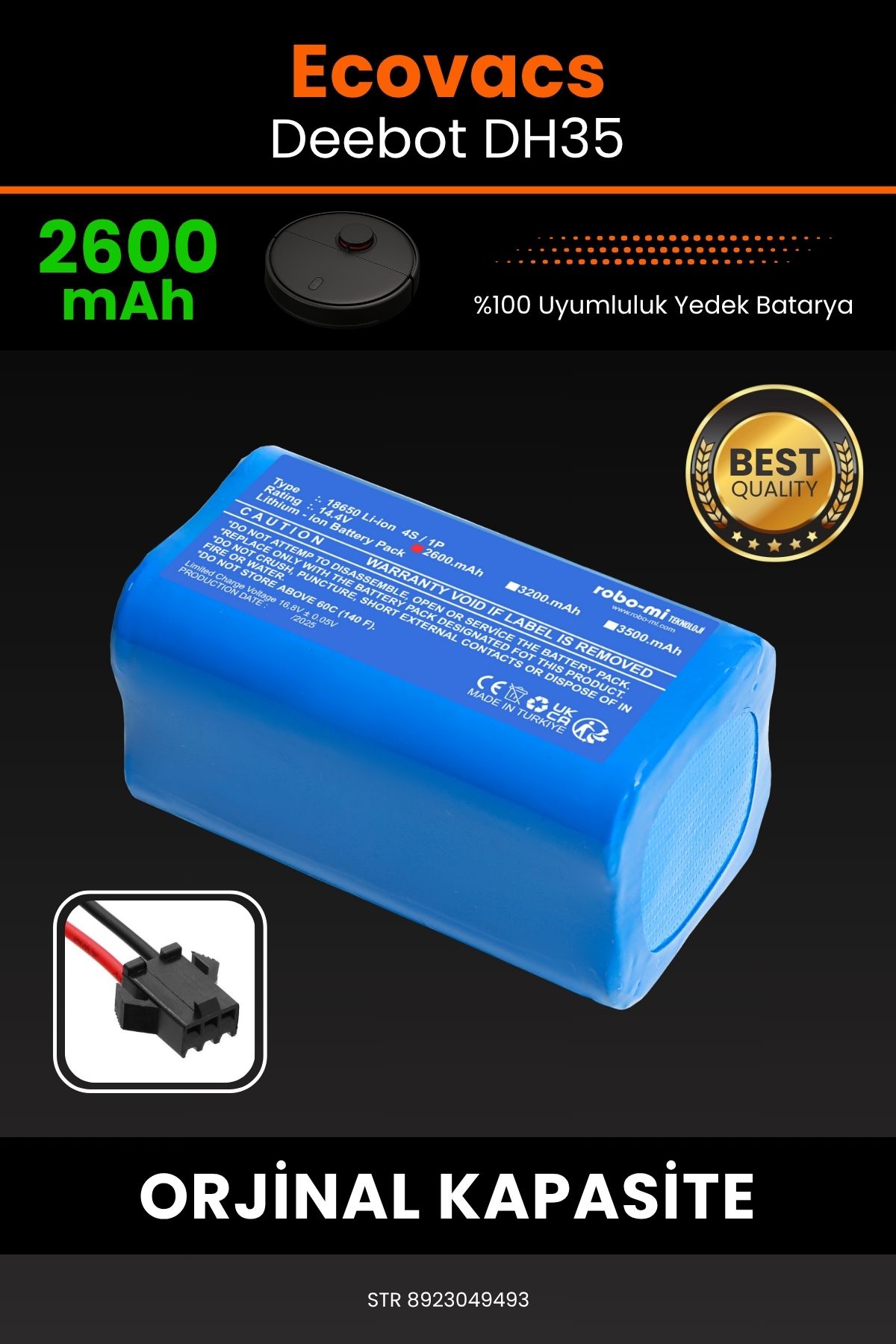 robo-mi Ecovacs Deebot DH35 2600mAh Robot Süpürge Bataryası - Koruma Katmanlı Batarya Teknolojisi