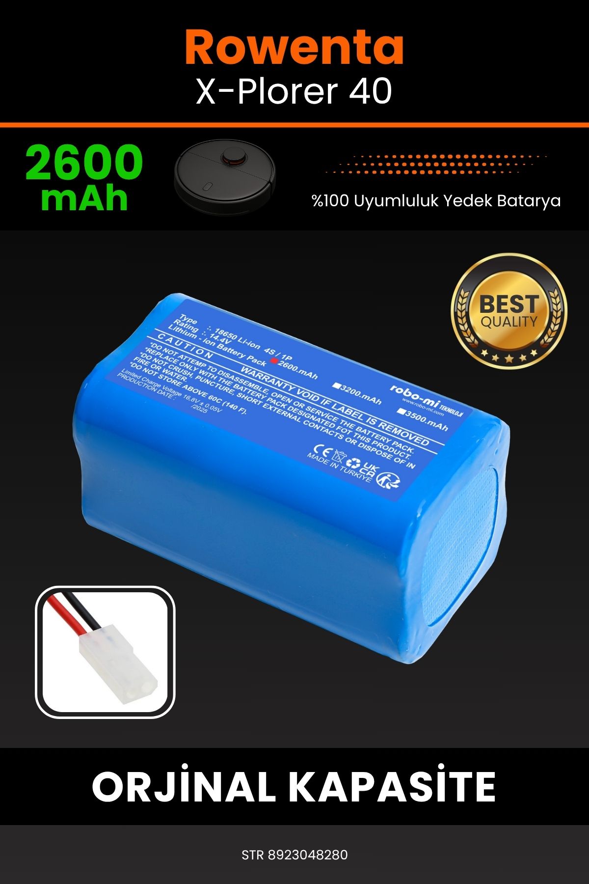 robo-mi Rowenta X-Plorer 40 2600mAh Robot Süpürge Bataryası - Koruma Katmanlı Batarya Teknolojisi