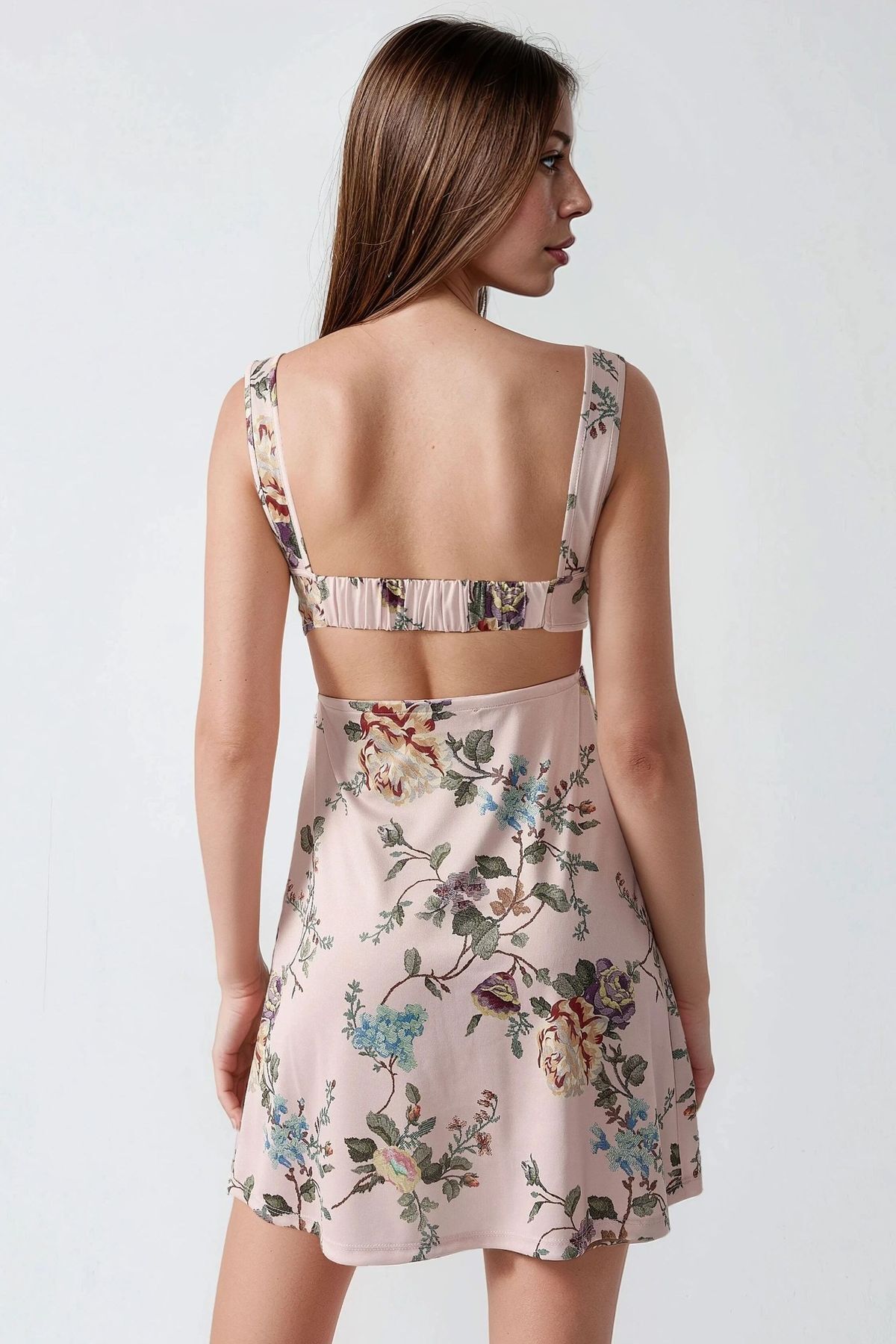 Hiccup-Mini rochie elastică din Lycra cu model cu guler pătrat 6