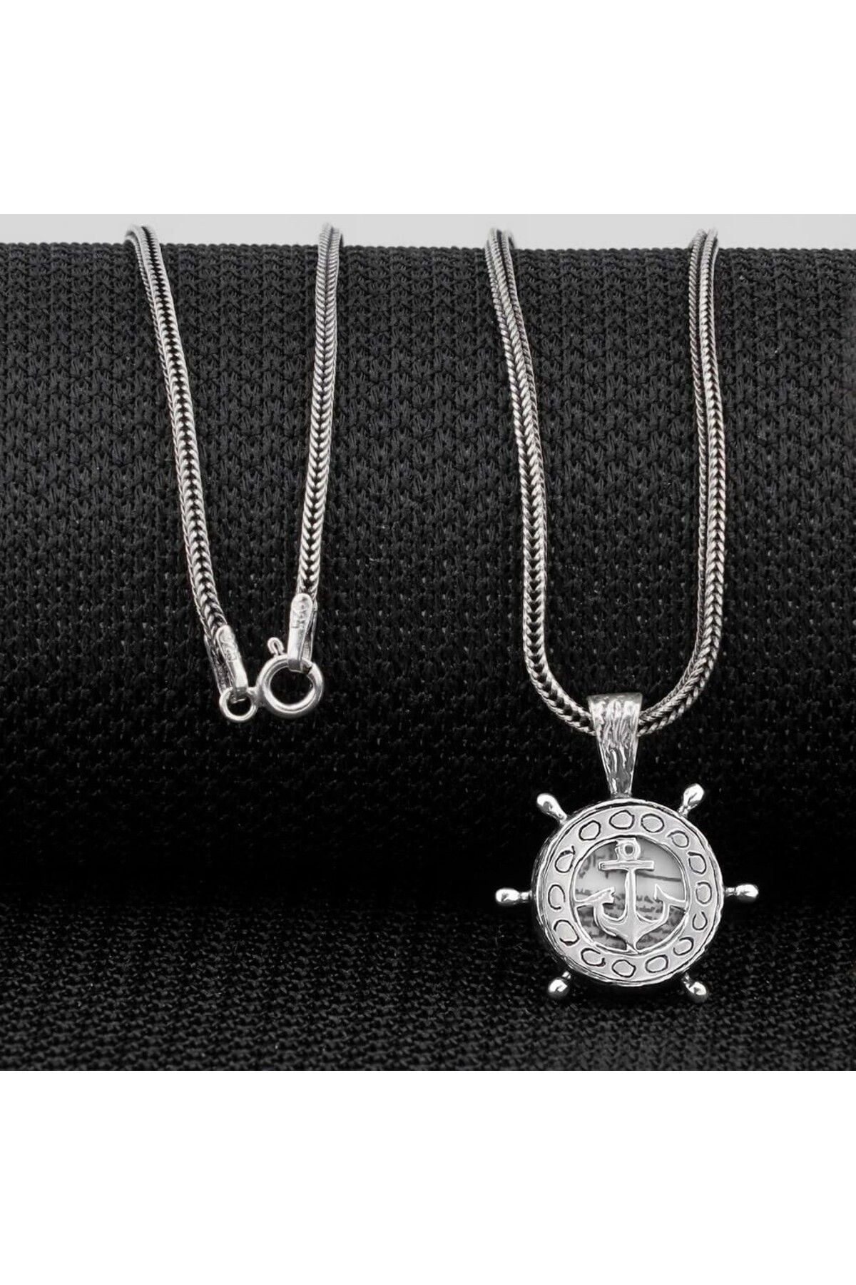 shop Cevşeni Kebir Dualı Yazılı Çapa Dümen Tasarımlı 925 Ayar Gümüş Erkek Kolye