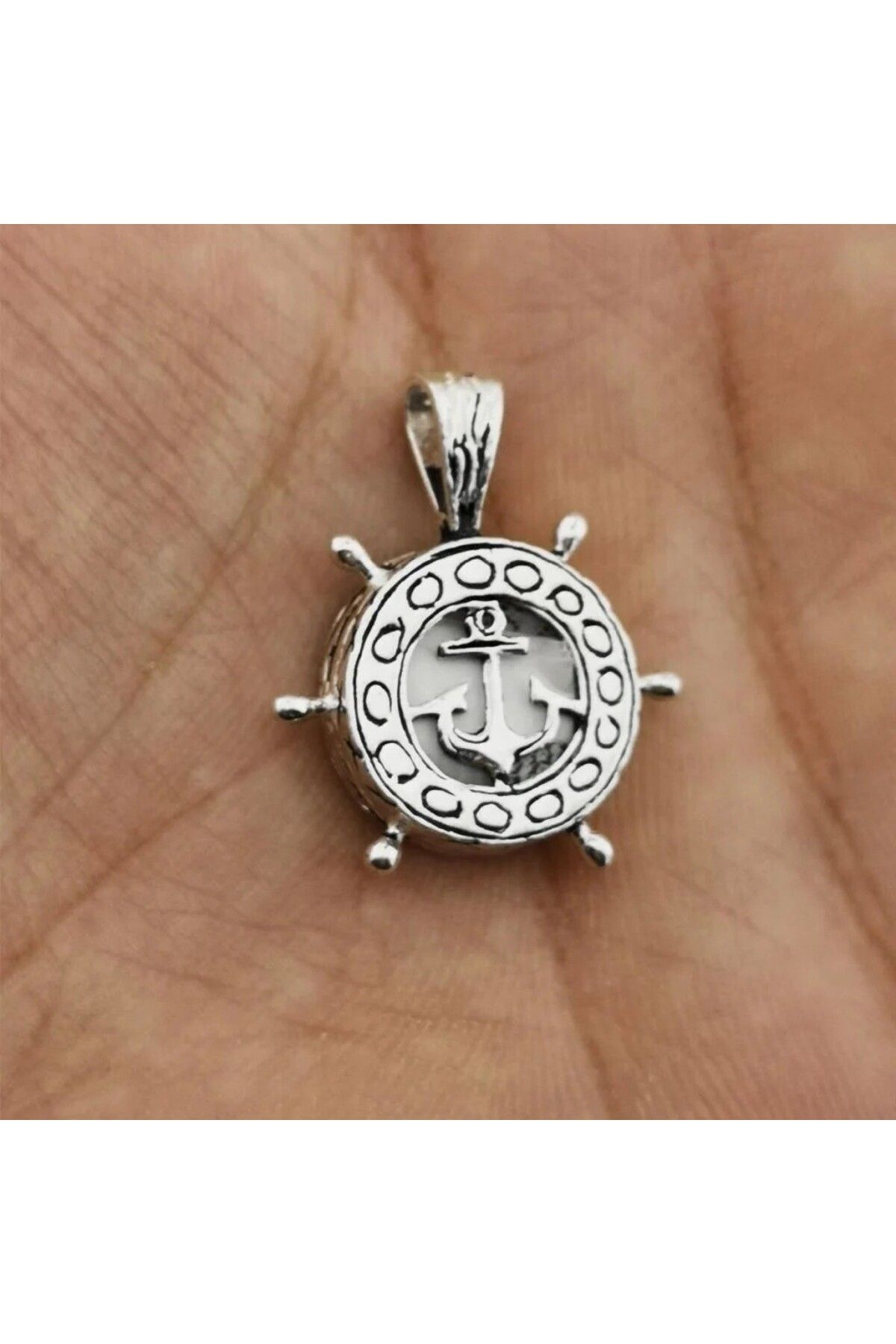 shop Cevşeni Kebir Dualı Yazılı Çapa Dümen Tasarımlı 925 Ayar Gümüş Erkek Kolye Ucu