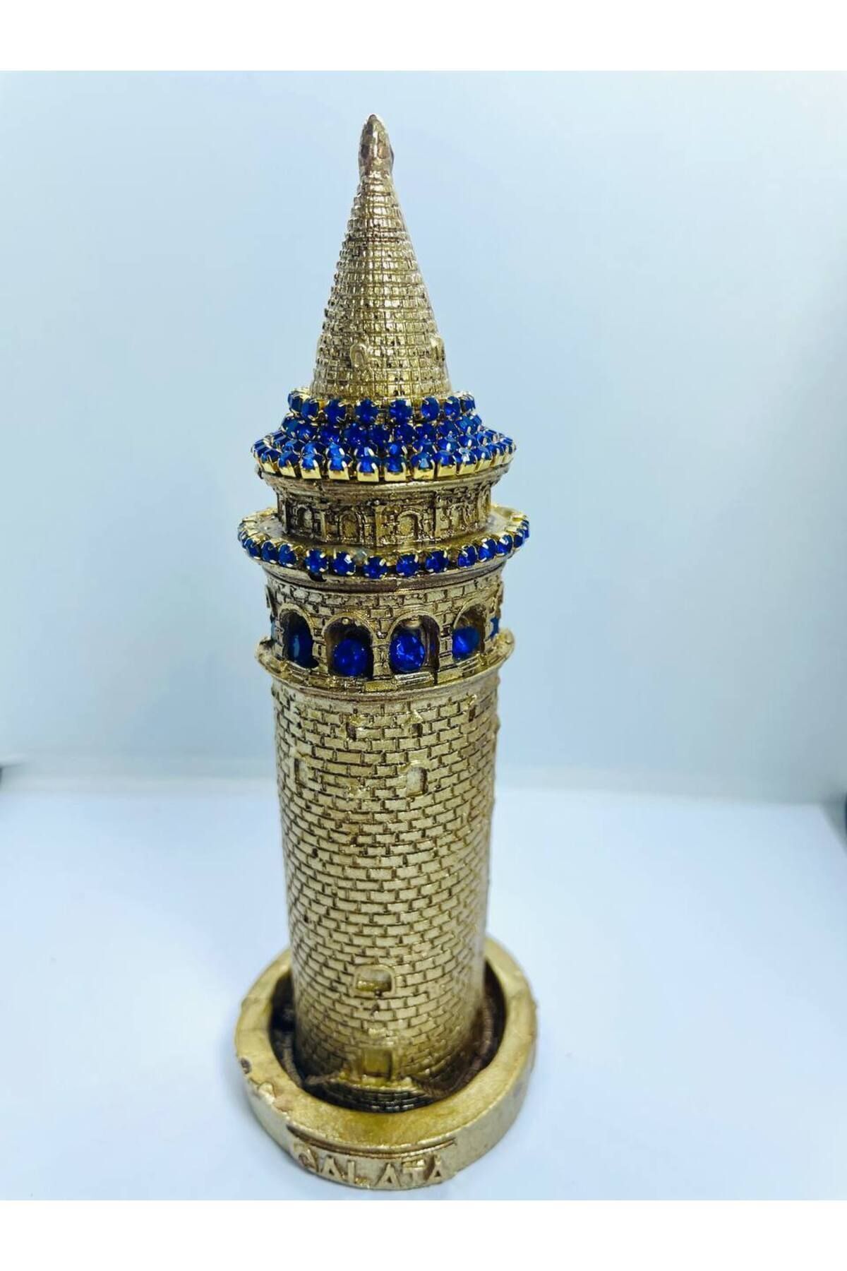 SerenityHaven Işıltılı Galata Kulesi Biblosu 14 cm Taşl Polyester Şık Anlamlı Hediye Galata Kulesi Minyatürü