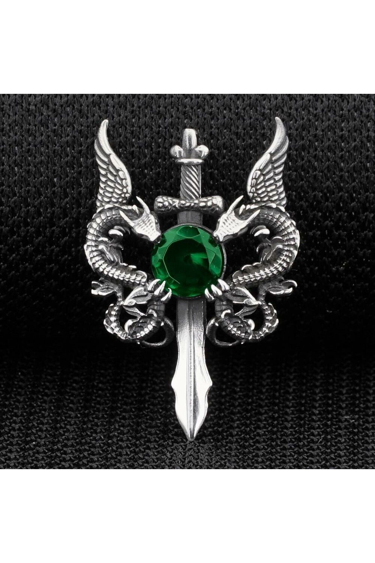 shop Ejderha Tasarımlı Zirkon Taşlı 925 Ayar Gümüş Erkek Kolye Ucu