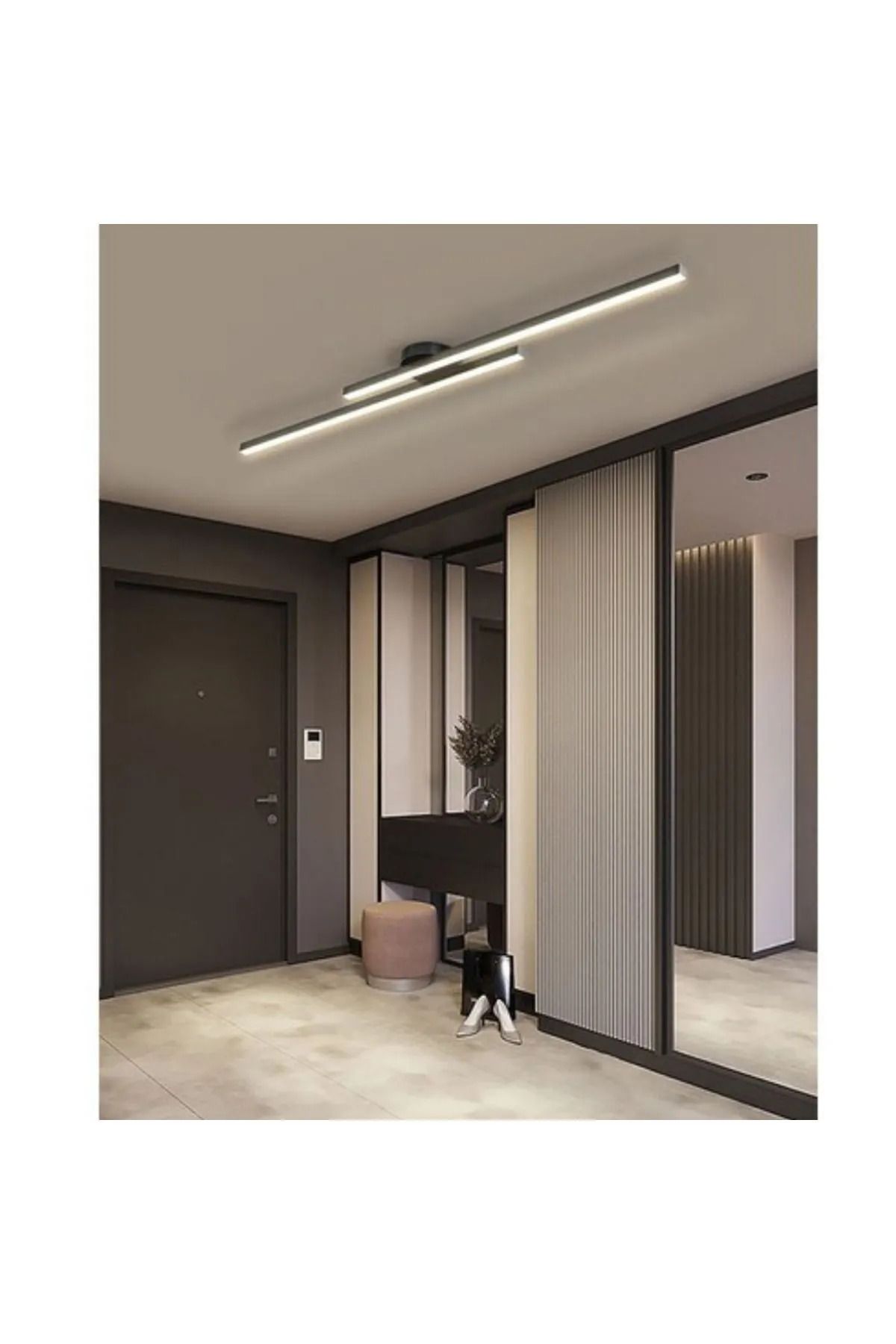 Avizen Lighting Project Modern Tavan Koridor Aydınlatması Çubuk Led Siyah Günışığı Lineer Avize Armatür İkili