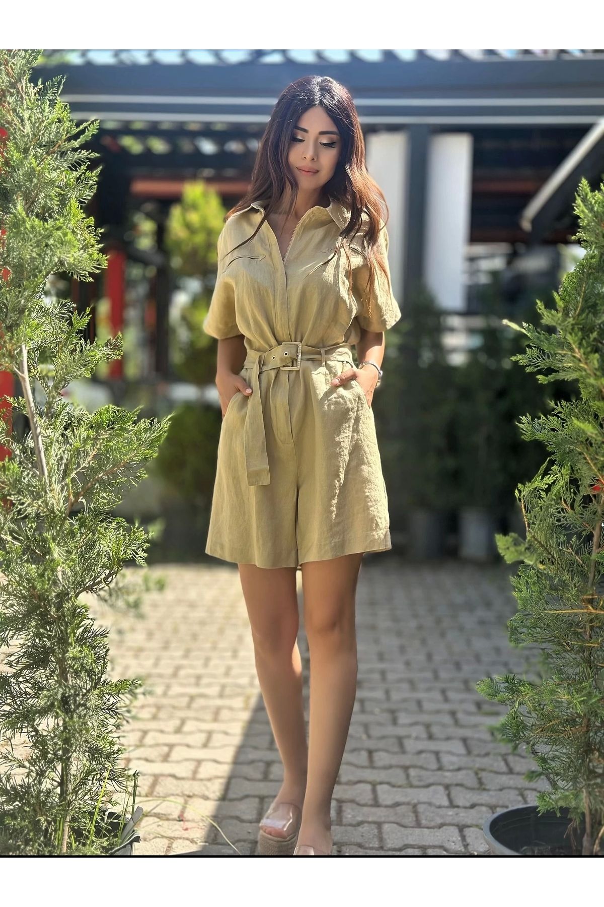 Style BEJ RENGİ KETEN TULUM