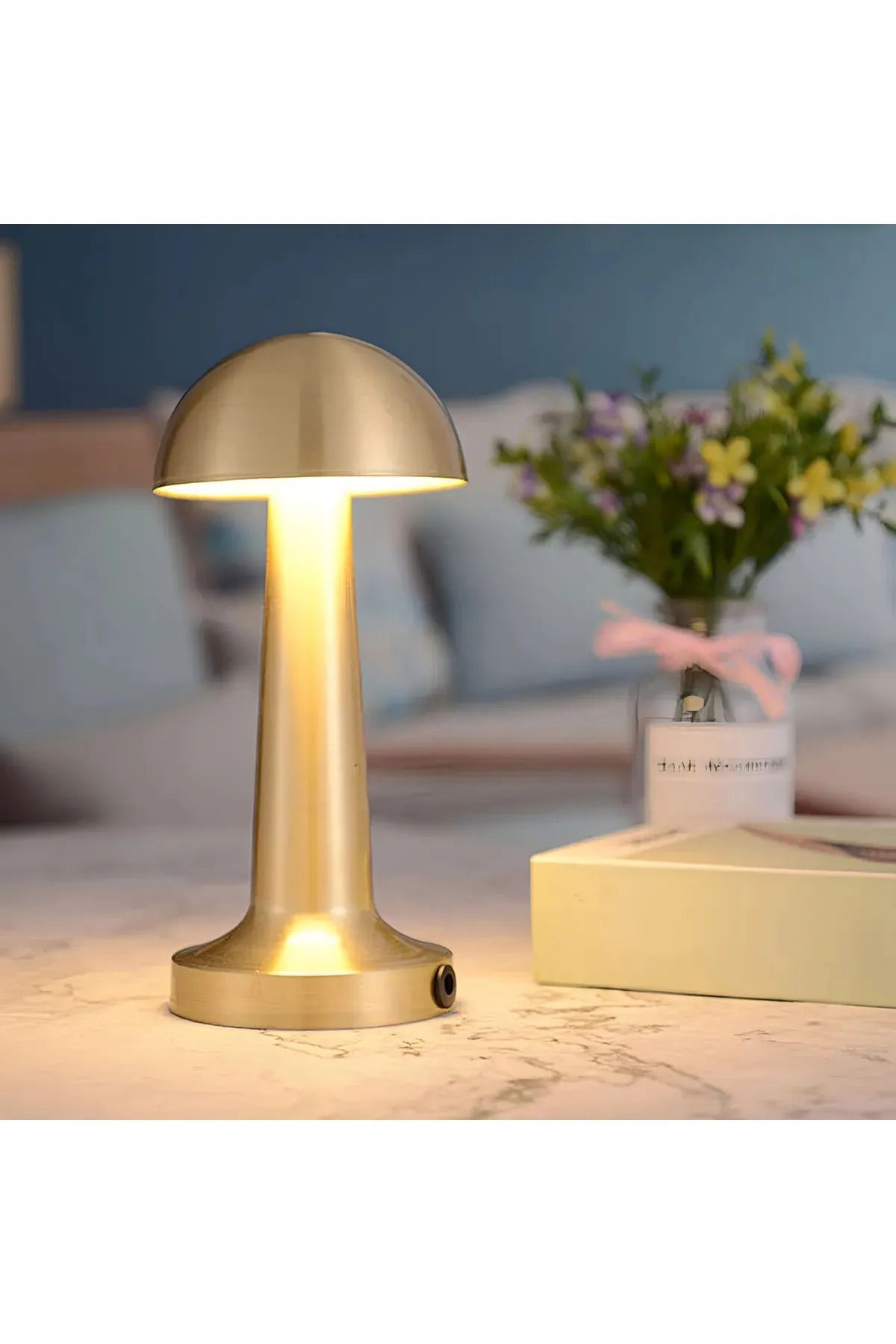 Avizen Lighting Project Gold Mantar Dekoratif Masa Lambası Şarjlı