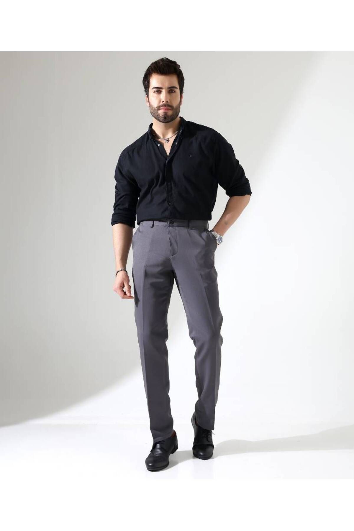 Benim Denim ERKEK REGULAR KALIP DESENSİZ FÜME RENK RAHAT PANTOLON