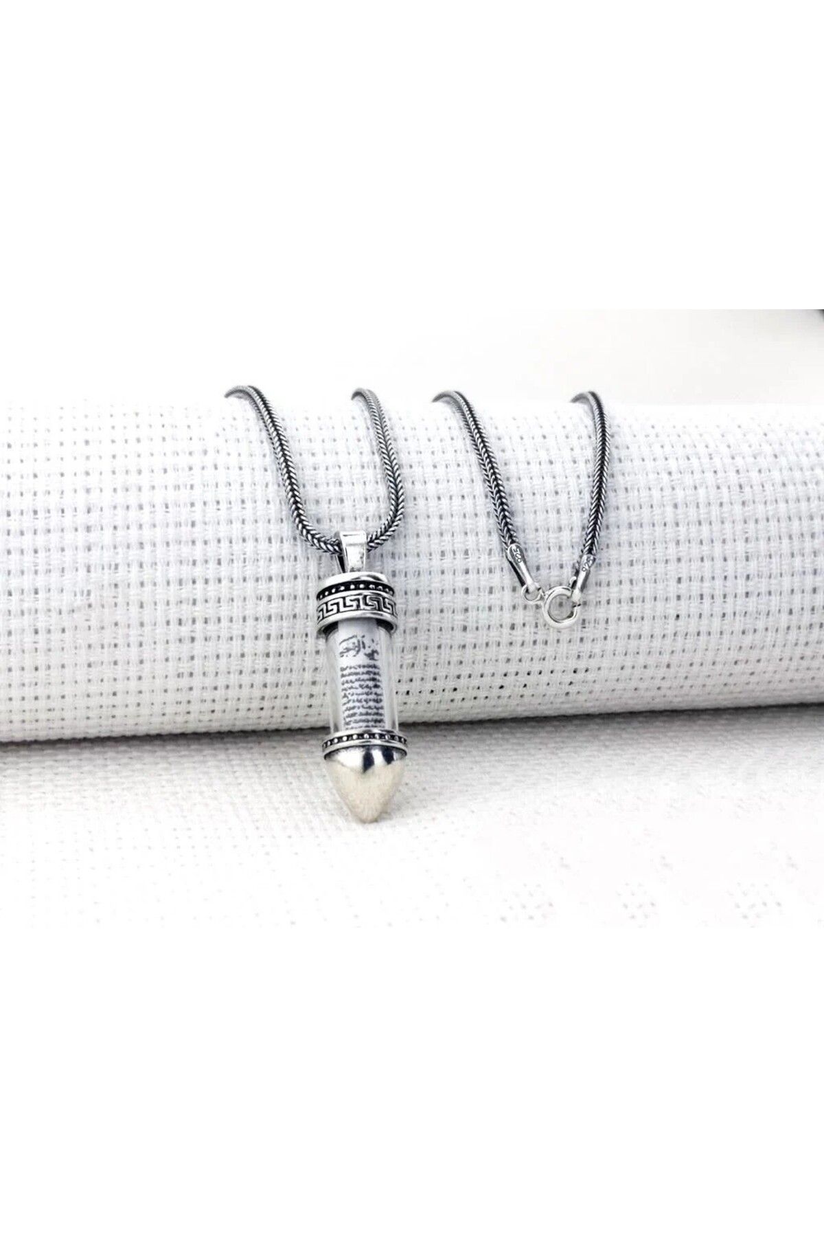 shop Kurşun Tasarımlı Kebir Dualı Cevşen 925 Ayar Gümüş Erkek Kolye