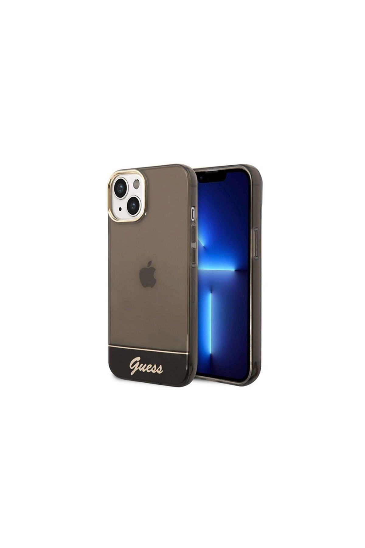 Guess-iPhone 14 Plus Camera Outline Translucent Black Case 1