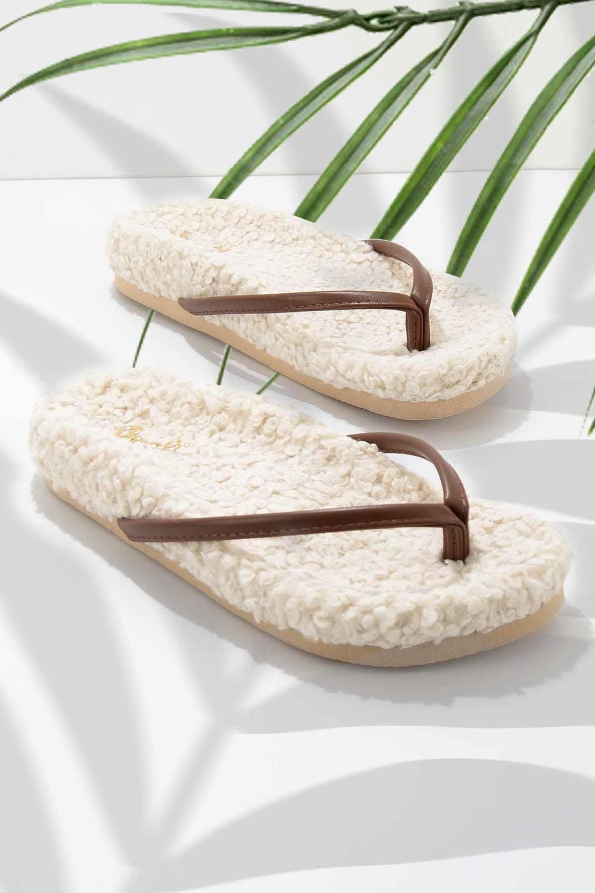 Bambi-Γυναικείες Παντόφλες Beige Tan K04665152109 3