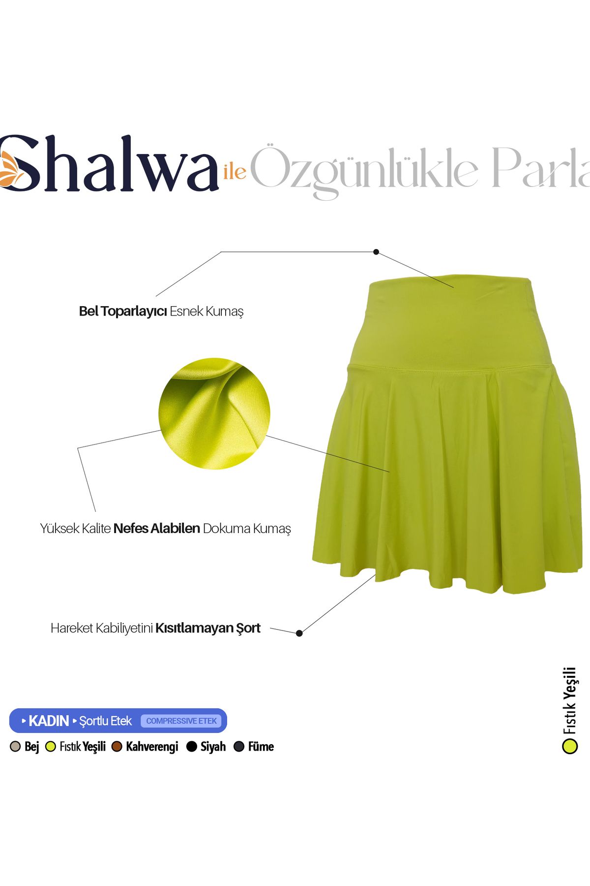 Shalwa Ultra Konforlu Terletmeyen Şortlu Etek