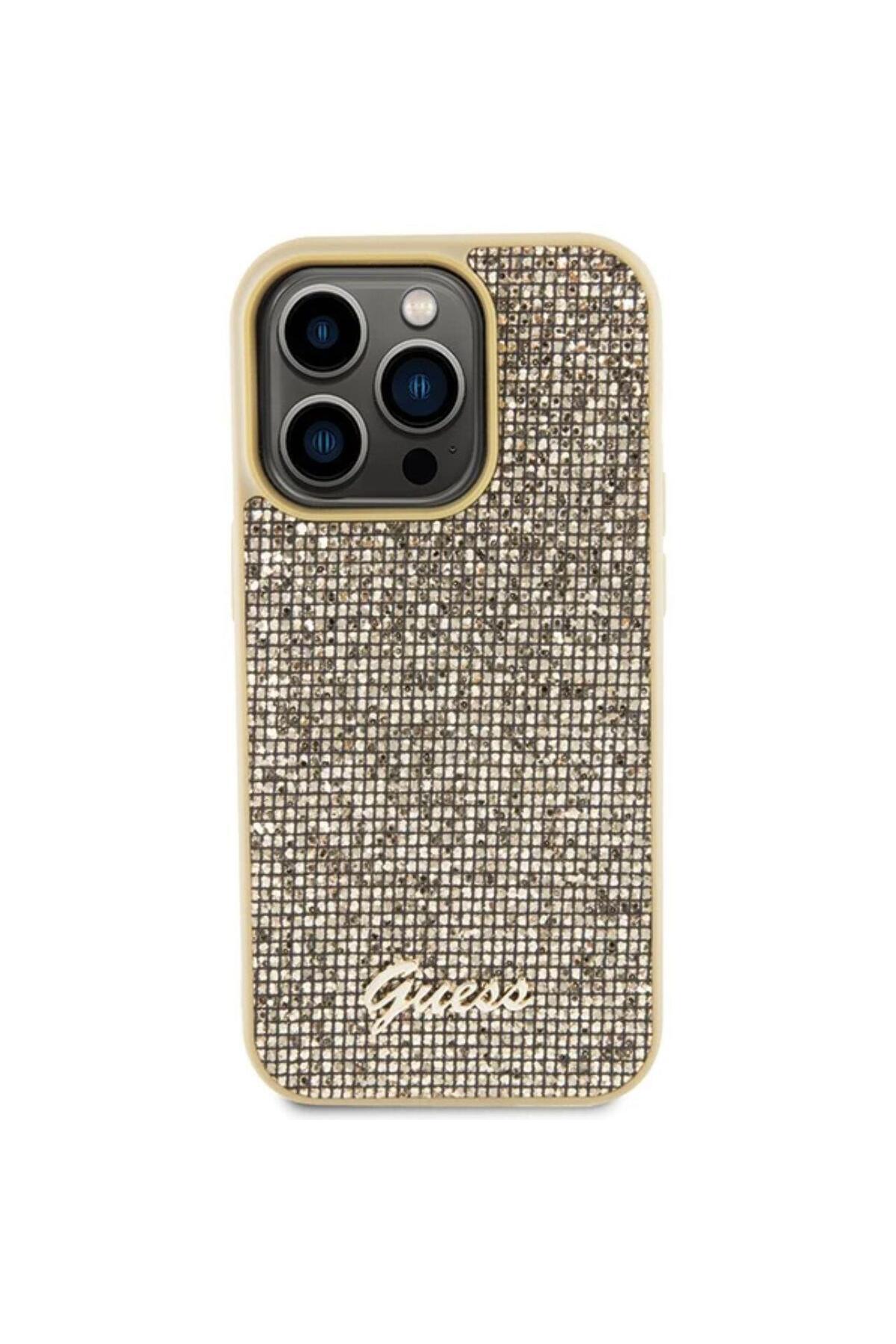 Guess-Husa Square Mirror Script Logo iPhone 15 Pro Auriu 2