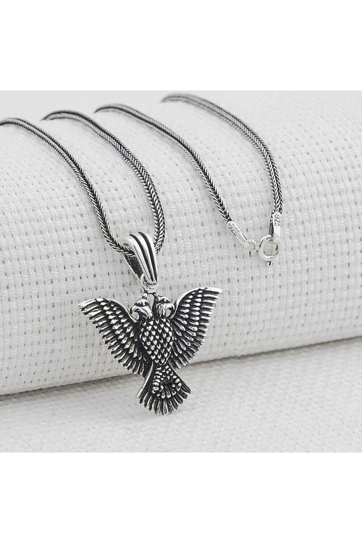shop Çift Başlı Kartal Türk Yazılı 925 Ayar Gümüş Erkek Kolye