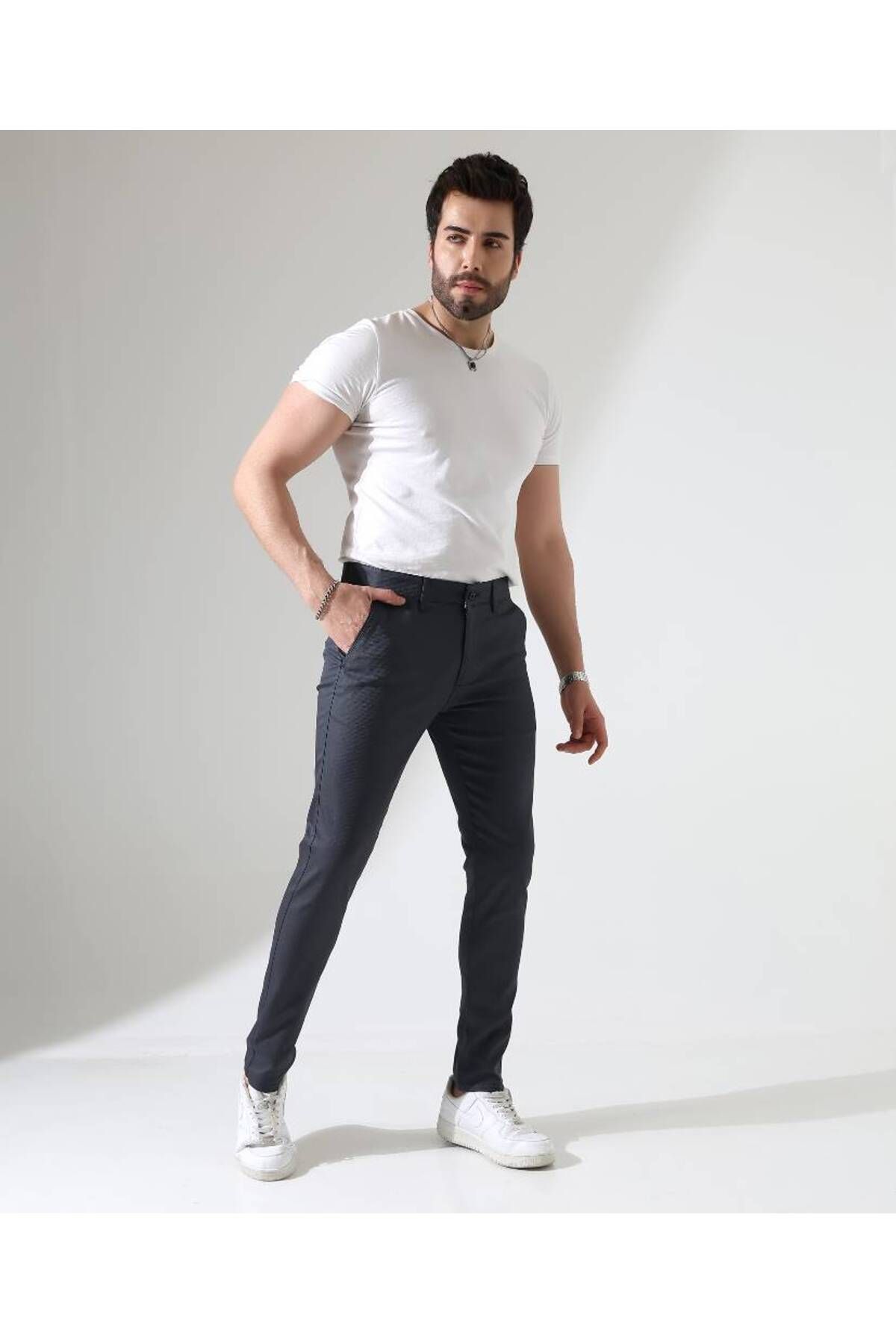 Benim Denim ERKEK SLİM FİT ANTRASİT DAR KESİM ARMÜRLÜ PANTOLON