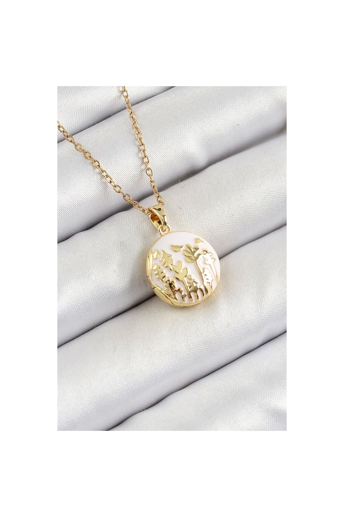 Marsilyan 316L Çelik Zincir Açılabilir Sanatsal Vintage Çiçek Model Gold Renk Kadın Kolye - TJ-BKO10259