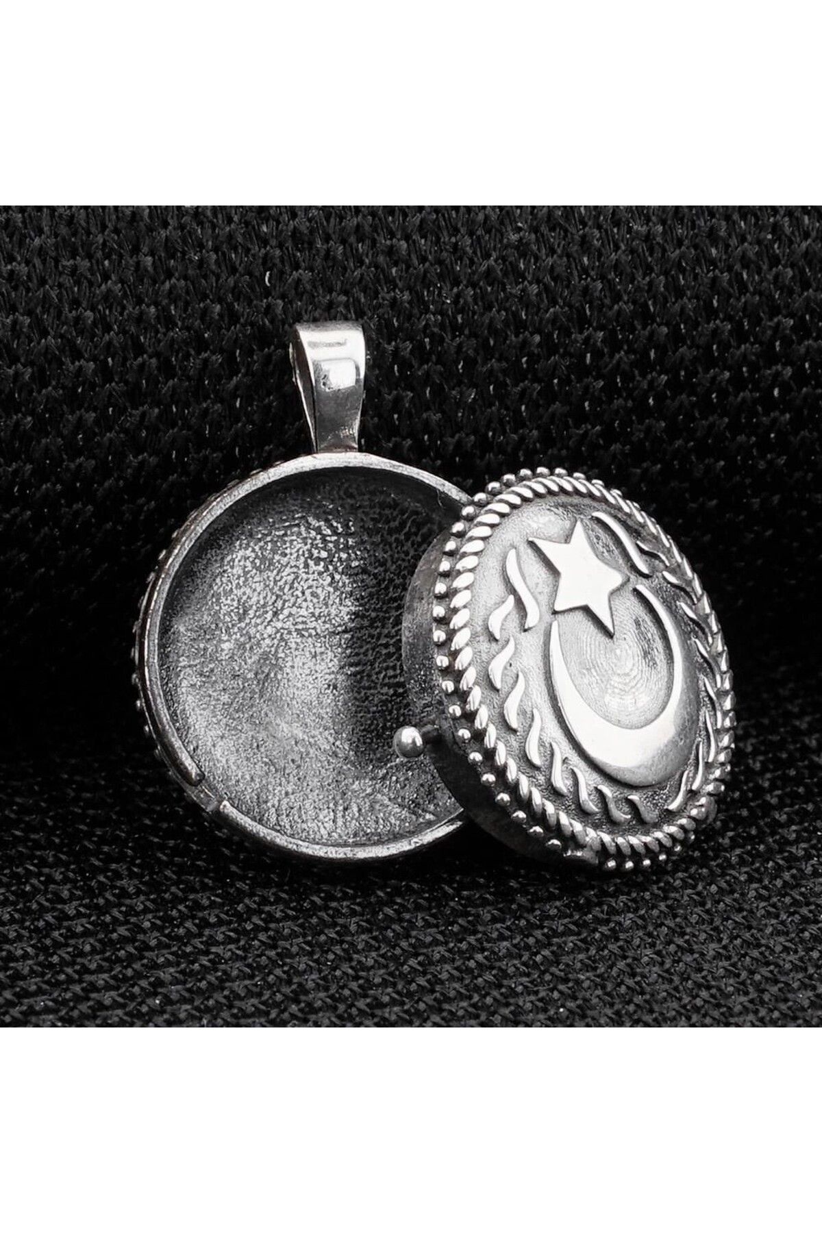 shop Ay Yıldız Çift Taraflı Açılabilir Cevşen 925 Ayar Gümüş Erkek Kolye Ucu