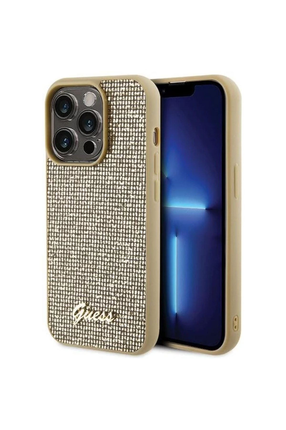Guess-Husa Square Mirror Script Logo iPhone 15 Pro Auriu 1