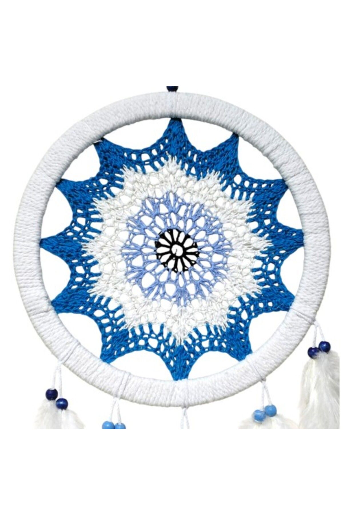 SAVA HOME COLLECTİON Petrol Mavisi Nazar Motifli Kuş Tüylü Duvar Süsü