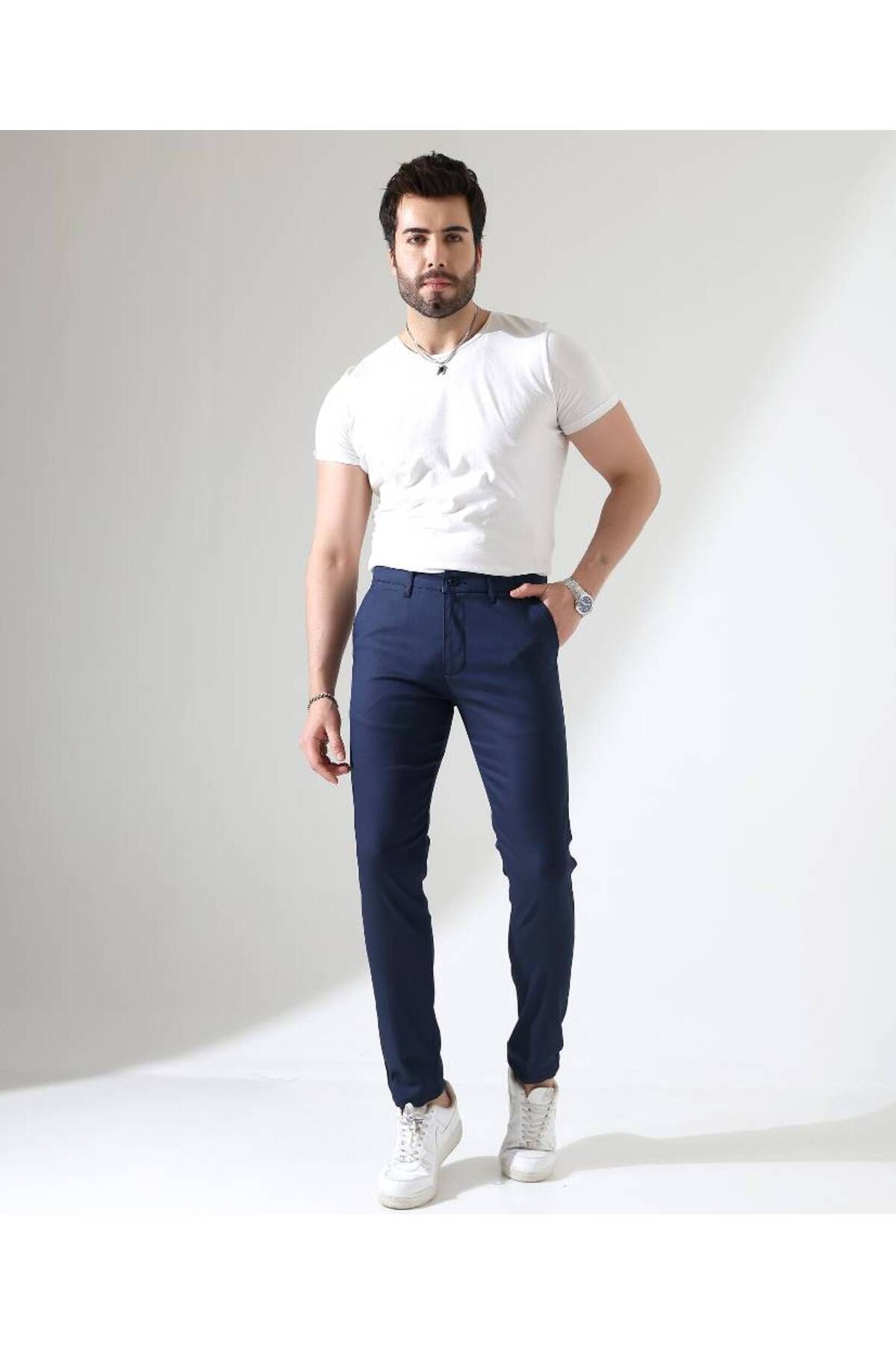Benim Denim ERKEK SLİM FİT LACİVERT DAR KESİM ARMÜRLÜ PANTOLON