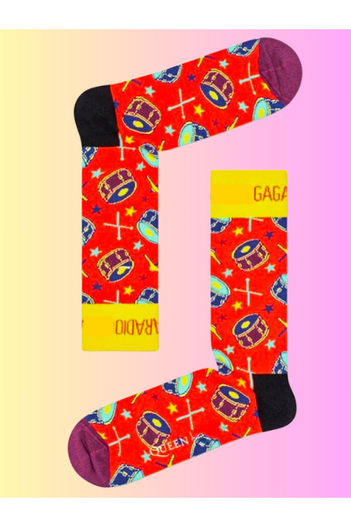 Shuttle Park Özel Seri Happy Renkli Queen Desenli Socks Eğlenceli Rahat Tasarım Tarz Soket Dikişsiz Çoraplar