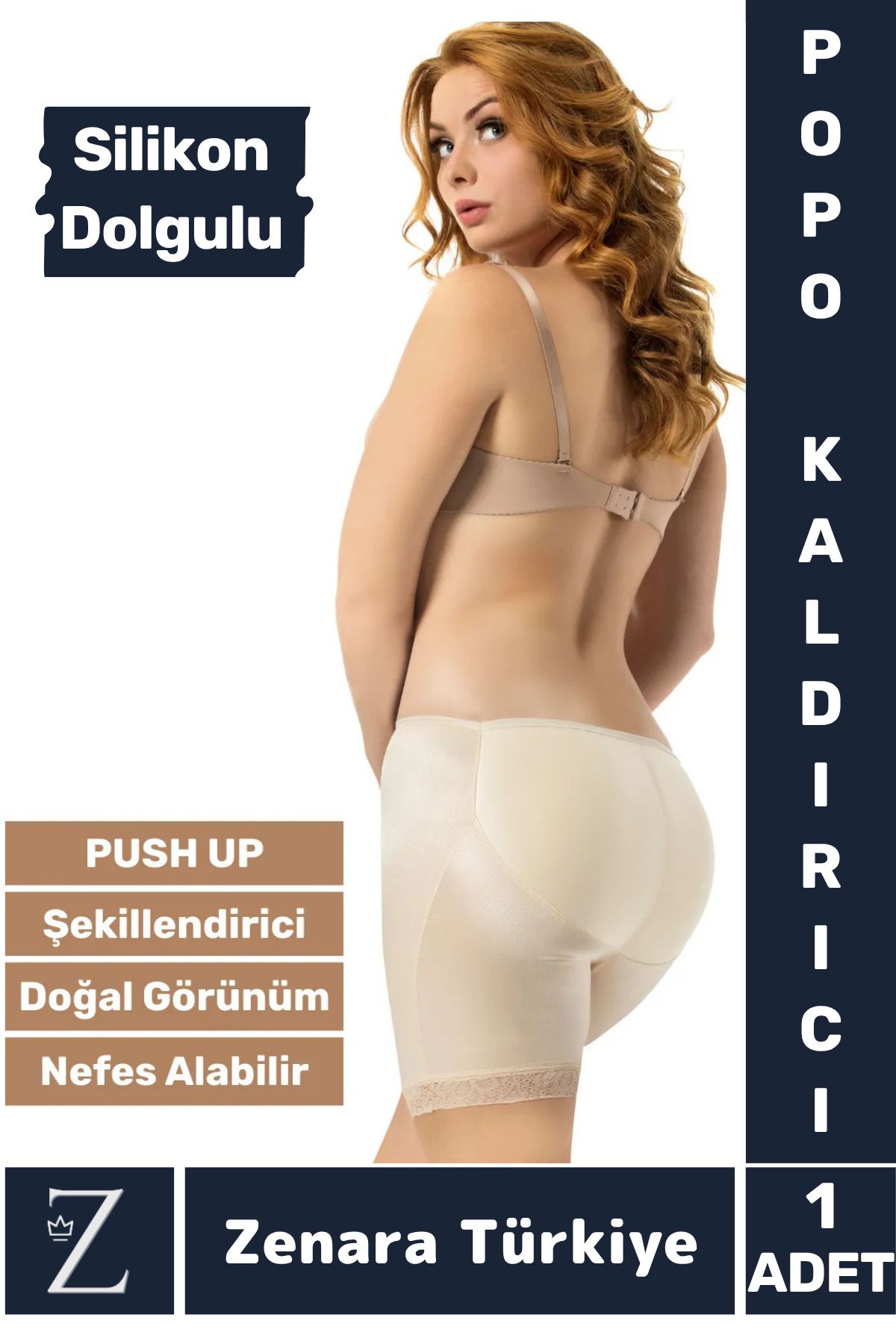 Zenara Kaymaz İz İç Göstermez PUSH UP Popo Kaldırıcı Şekillendiren Silikon Dolgulu Destekli Şort Korse