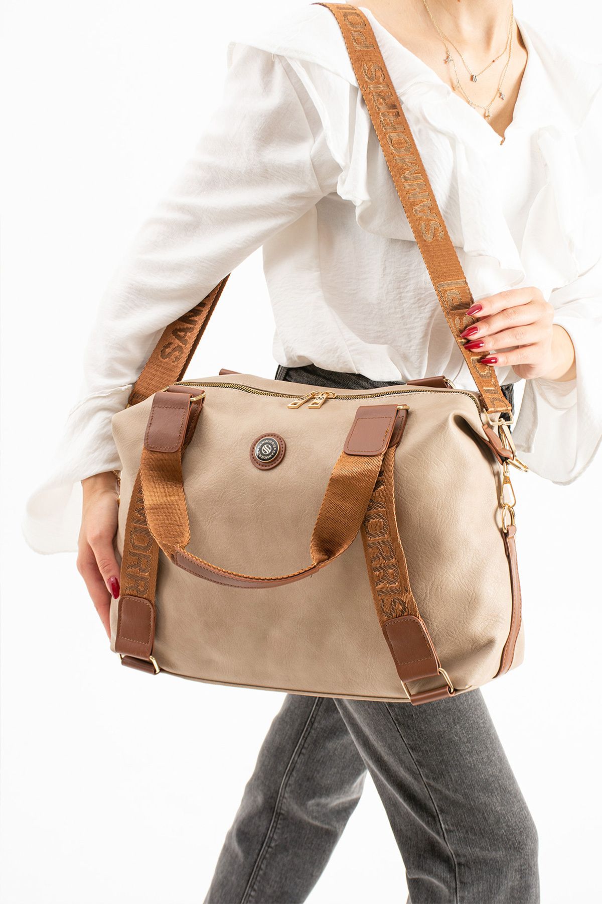 Lifonbag Kadın Çok Gözlü Ayarlanabilir Çapraz Askılı Büyük Boy Polo El Ve Omuz Çantası