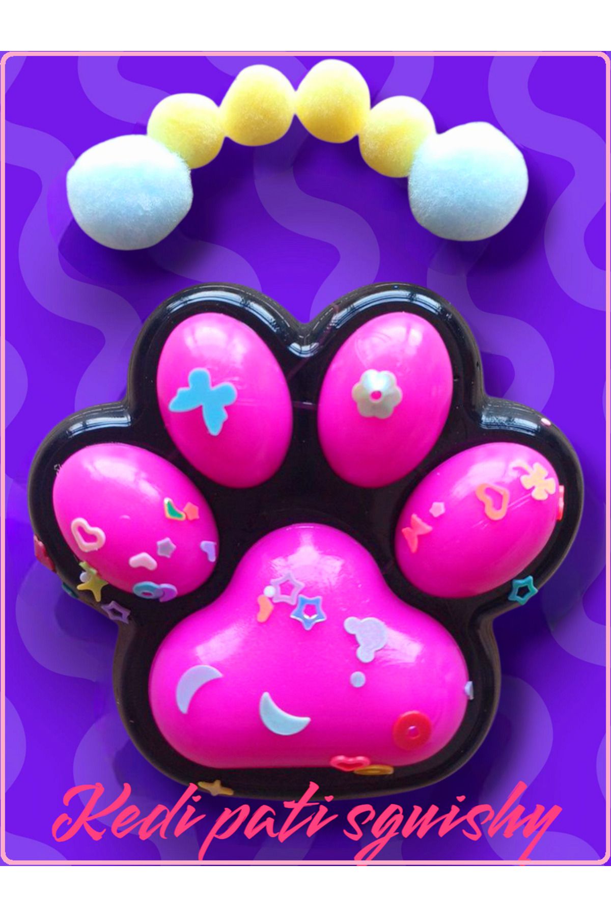 OYUNCAKSAHİLİ Fufu Squishy Kedi Patisi Yıldız Boncuk Çİft Renk Sukuşi Oyuncak Pati Esnek Uzayan Skuşi