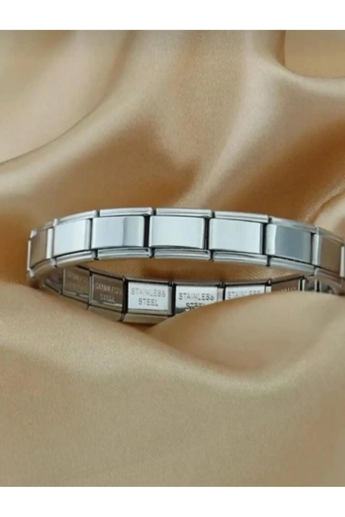 FLORAS JEWELRY Yüksek Kalite Silver Paslanmaz Çelik Charm Bileklik (18cm)