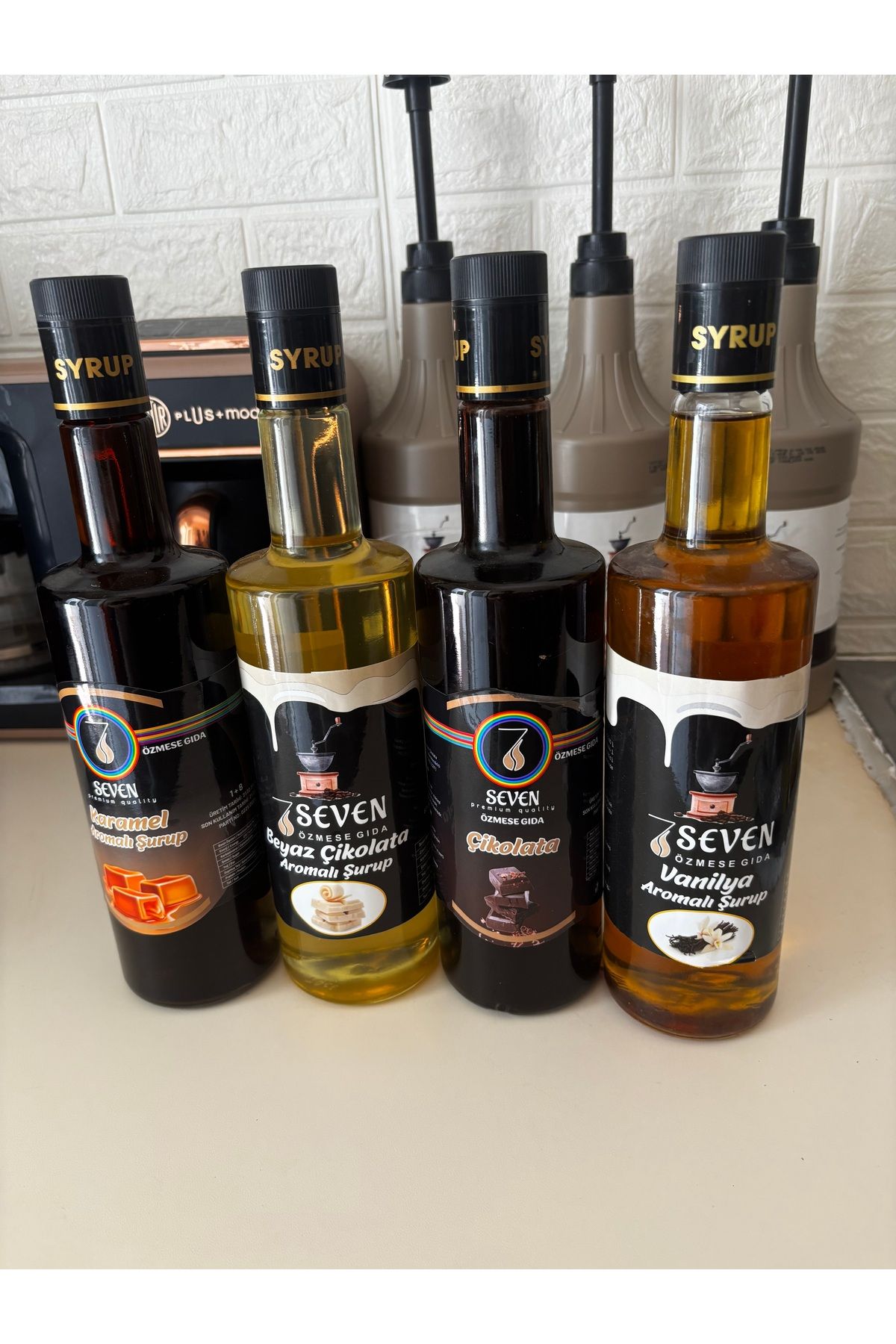 SEVEN7 4 Lü şurup seti seven7 Caramel b.çikolata çikalota vanilya