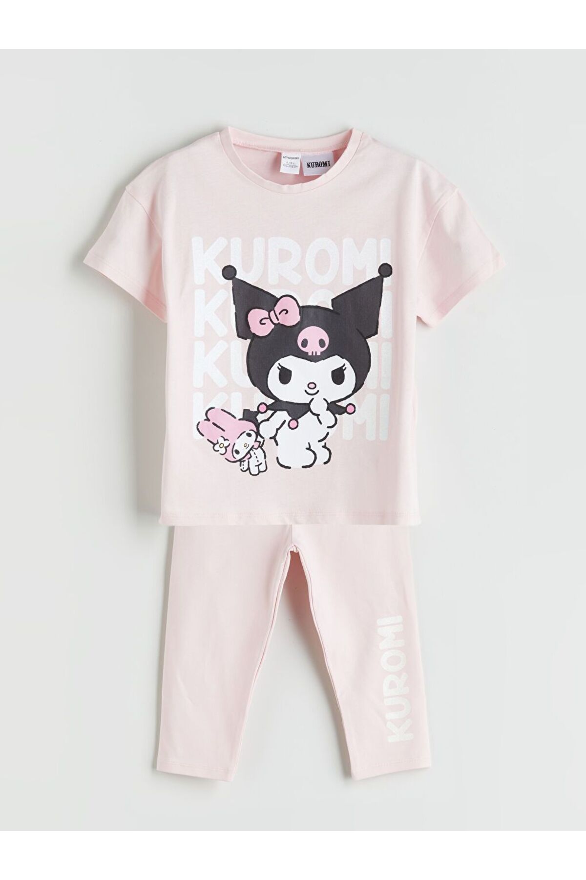 LC Waikiki LCW Kids Kuromi Baskılı Kız Çocuk Tişört ve Tayt 2'li
