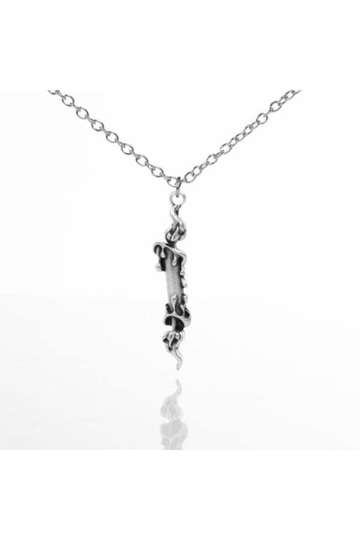 Herşey Nota Mumdaki Hayalet Figürlü Unisex Kolye – 60 cm Zincirli Gotik ve Gizem Temalı Aksesuar