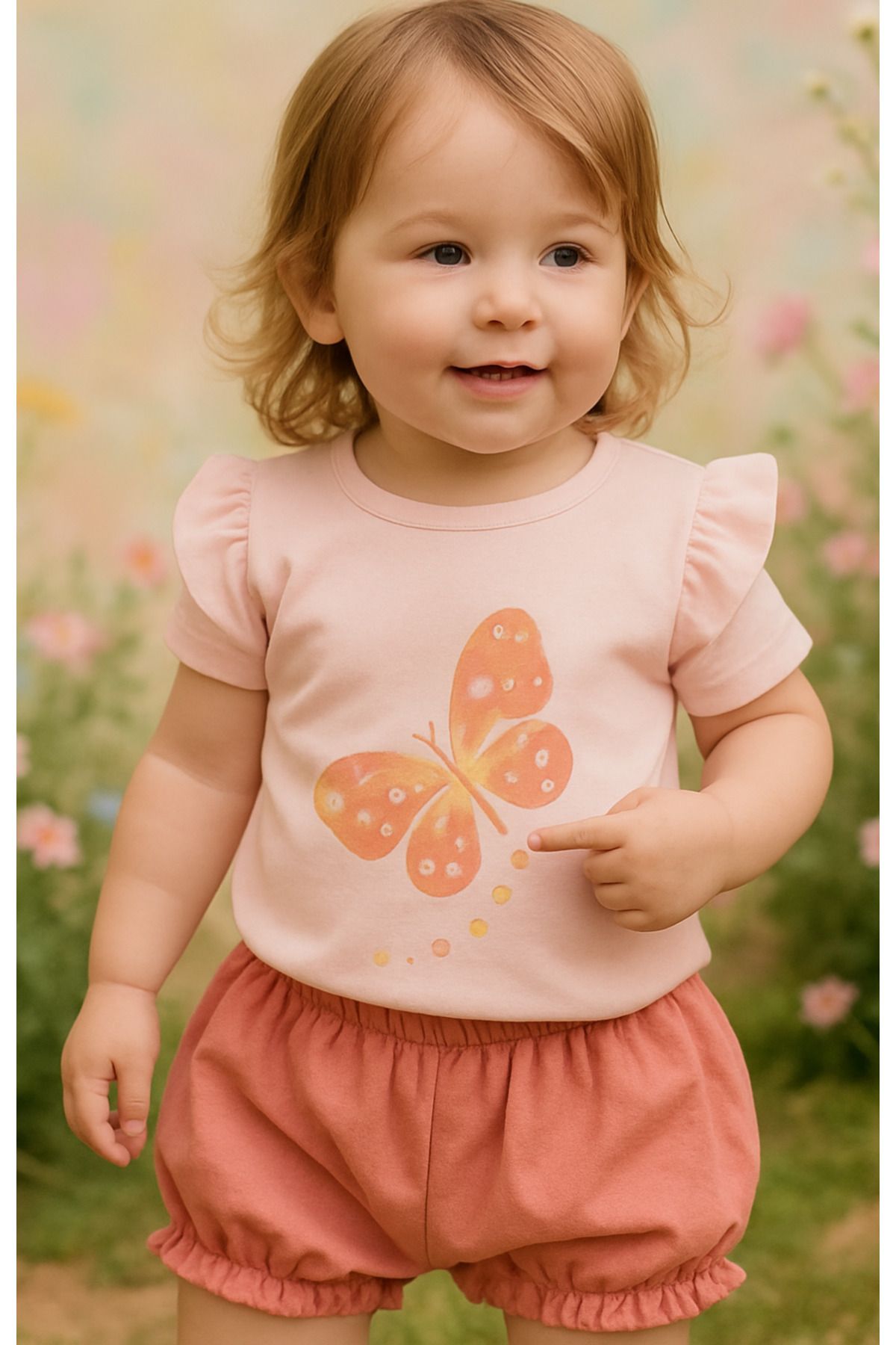 Aşina kız bebek, çocuk alt üst takım şort pijama tişört takım