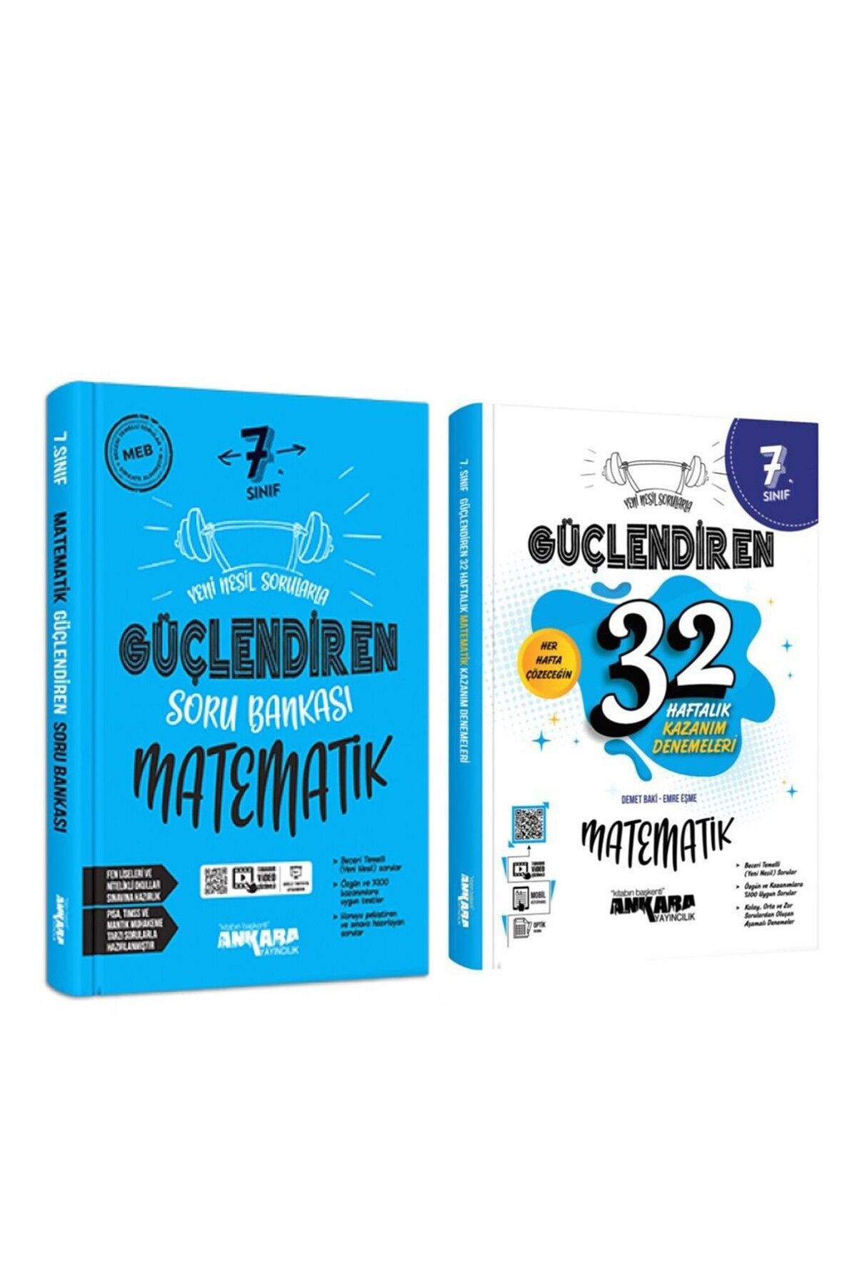 Ankara Kitap Merkezi Ankara Yayıncılık 7. Sınıf Matematik Güçlendiren Soru Bankası ve 32 Haftalık Deneme Seti 2 Kitap