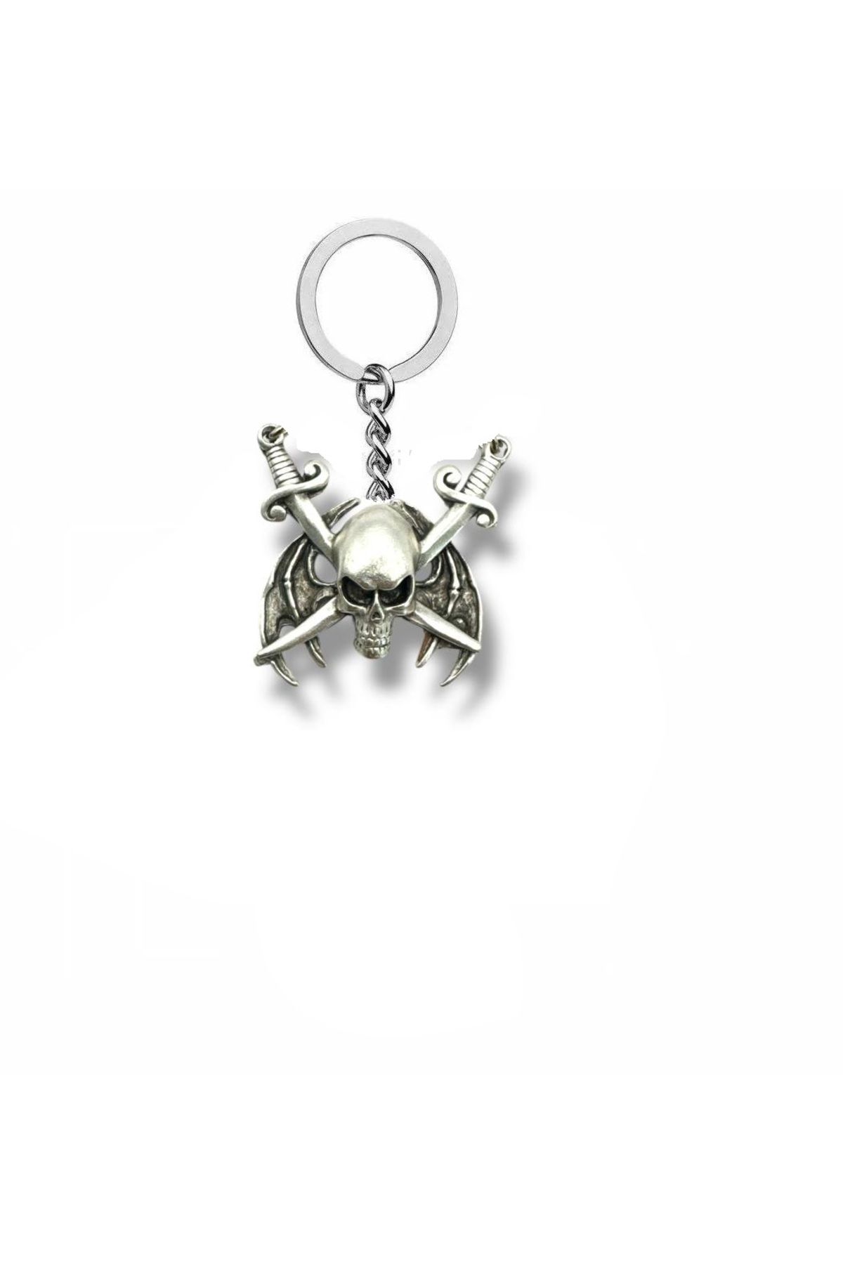 Herşey Nota Jack Sparrow Tarzı Kuru Kafa Unisex Metal Anahtarlık – Korsan Temalı Gotik Stil Aksesuarı