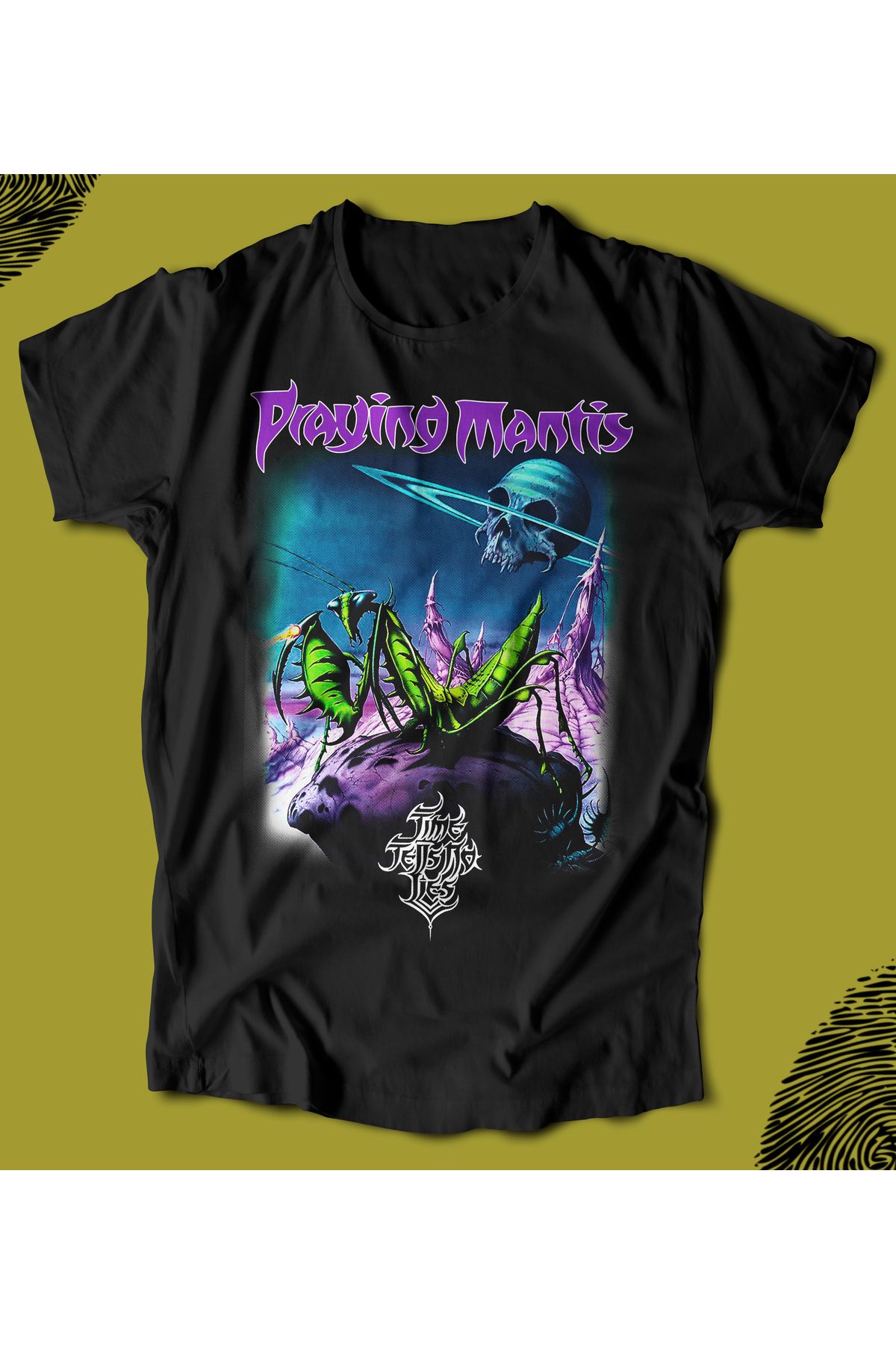 BUTSHIRT BU Tişört 'Praying Mantis –Time Tells No Lies ‘ Baskılı 'Regular-Fit' Unisex Tişört