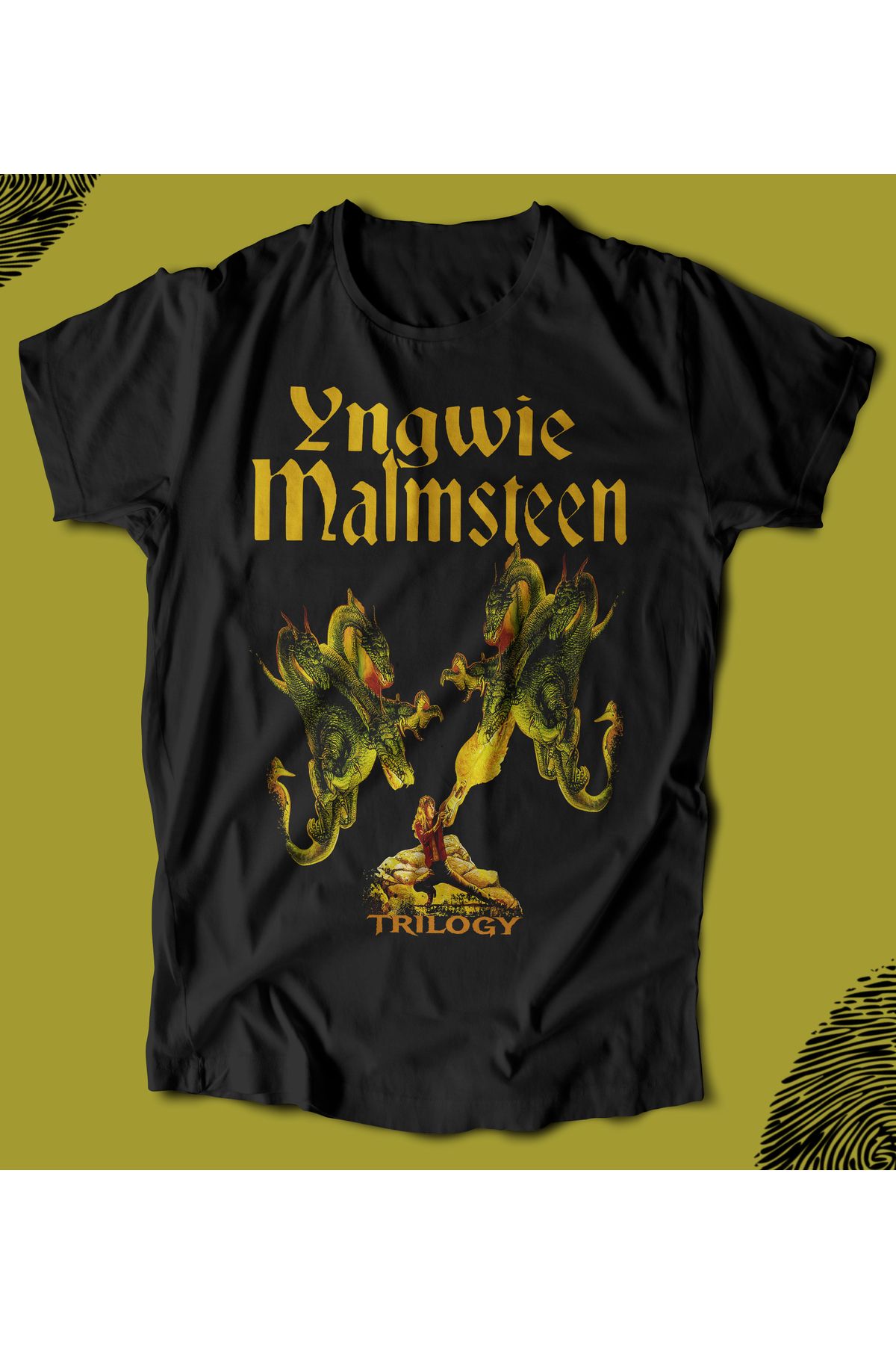 BUTSHIRT BU Tişört 'Yngwie Malmsteen – Trilogy‘ Baskılı 'Regular-Fit' Unisex Tişört