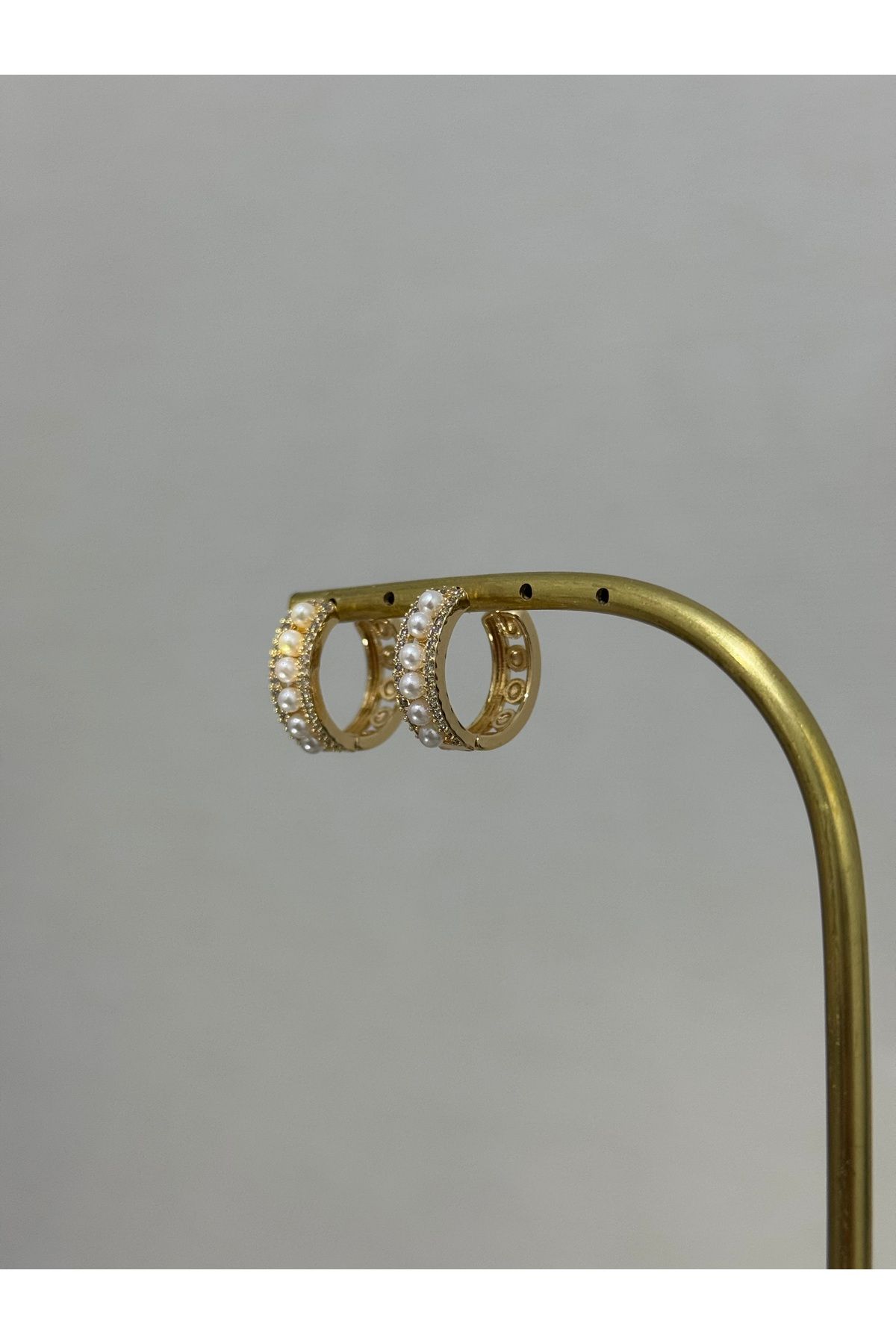 XUPING JEWELRY 18K boncuk detaylı gold halka çelik küpe paslanmaz kararmaz